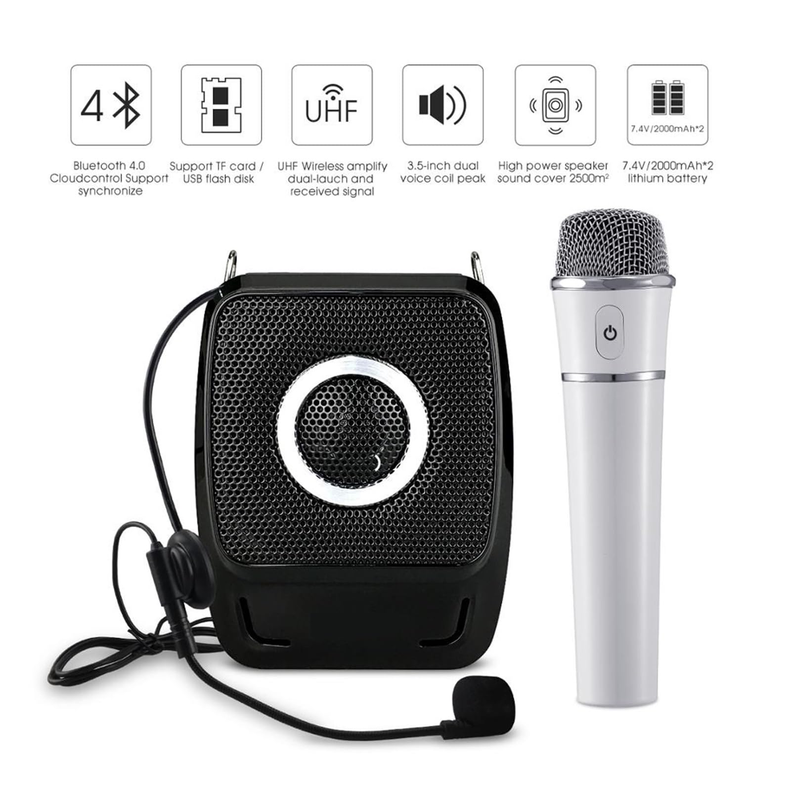 Amplificateur de Voix, Amplificateur Vocal Portable 25W For Enseignants, Mégaphone Avec Microphone Sans Fil, Haut-parleur Étanche