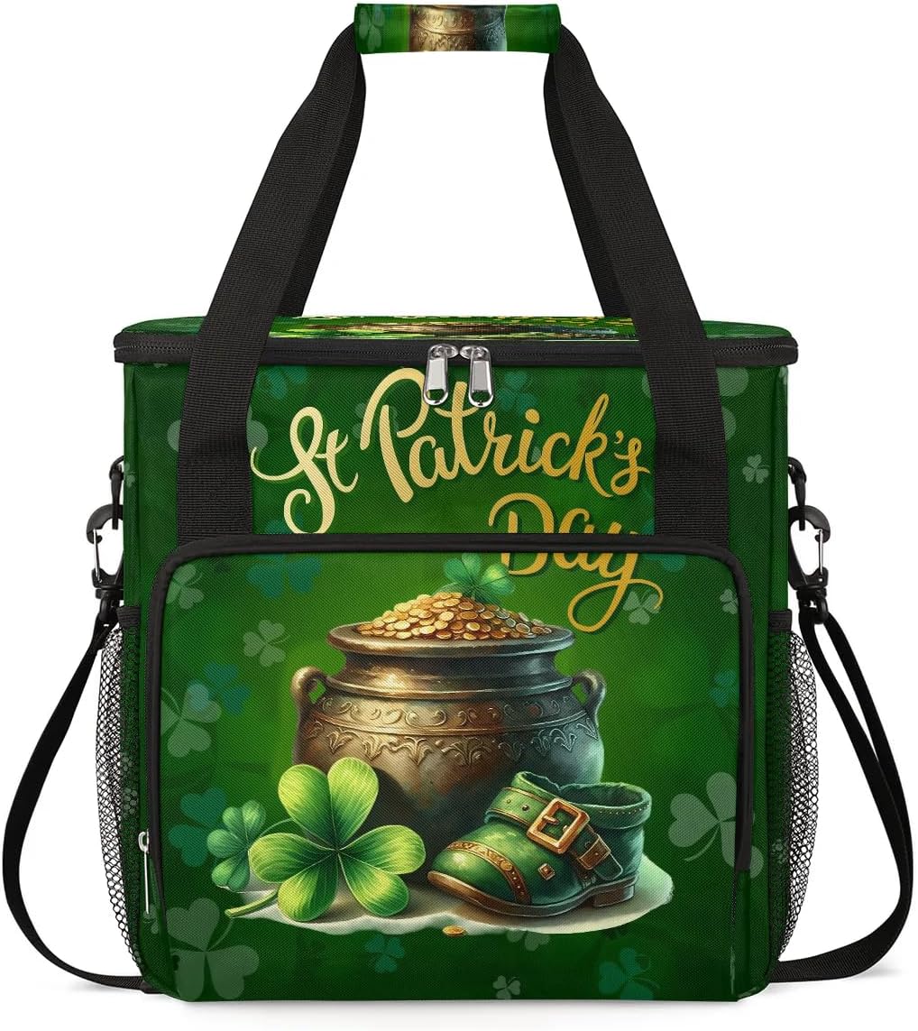 Coffee Maker Carring Bag St. Patrick's Day Jar Travel Carrying Storage Tote Bag Compatible with Keurig K-Mini or K-Mini Plus Portable Single Serve Coffee Brewer Case with Pockets for K-cup Pods