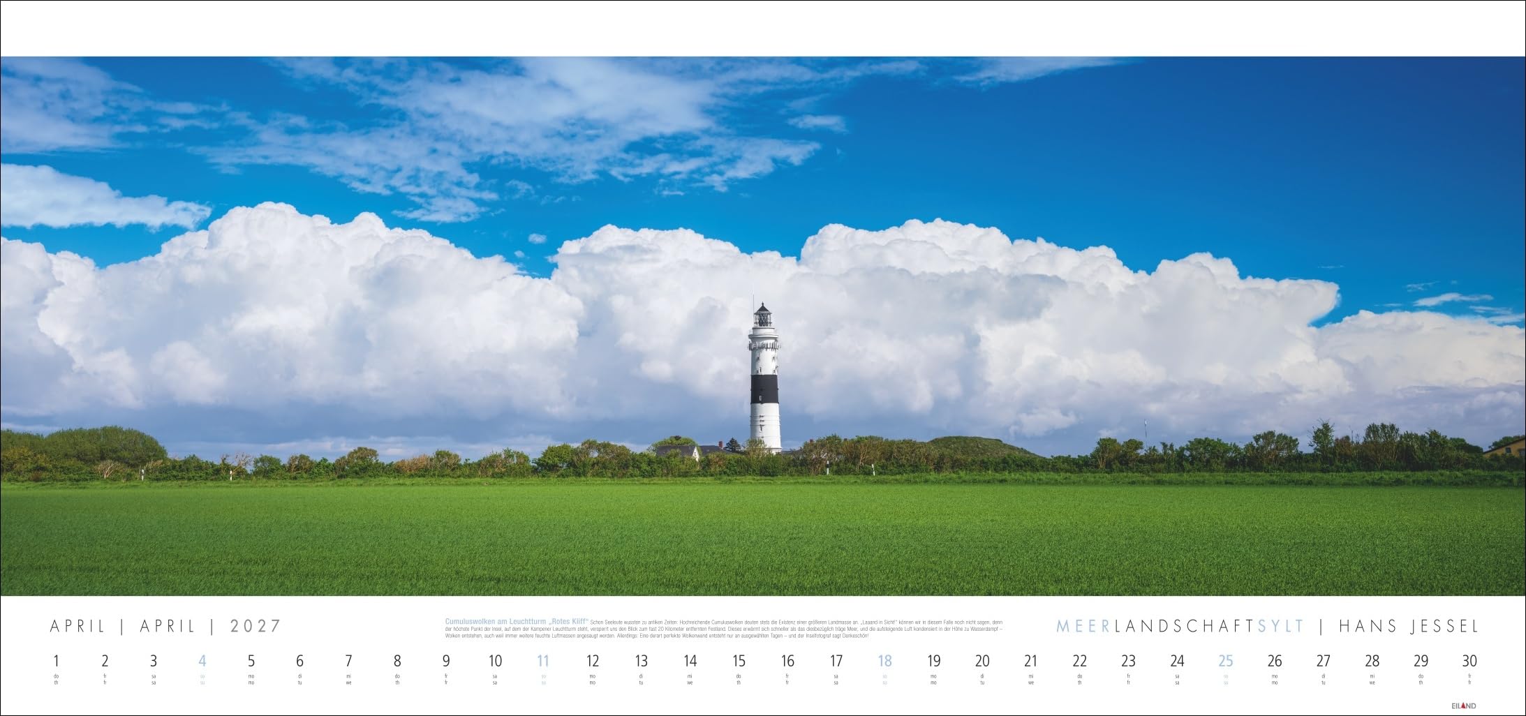 Meerlandschaft SYLT Kalender 2027 - Hans Jessel: Großer Panorama-Wandkalender mit Fotos des bekannten Künstlers Hans Jessel. Meereslandschaften eingefangen in einem XXL-Fotokalender.