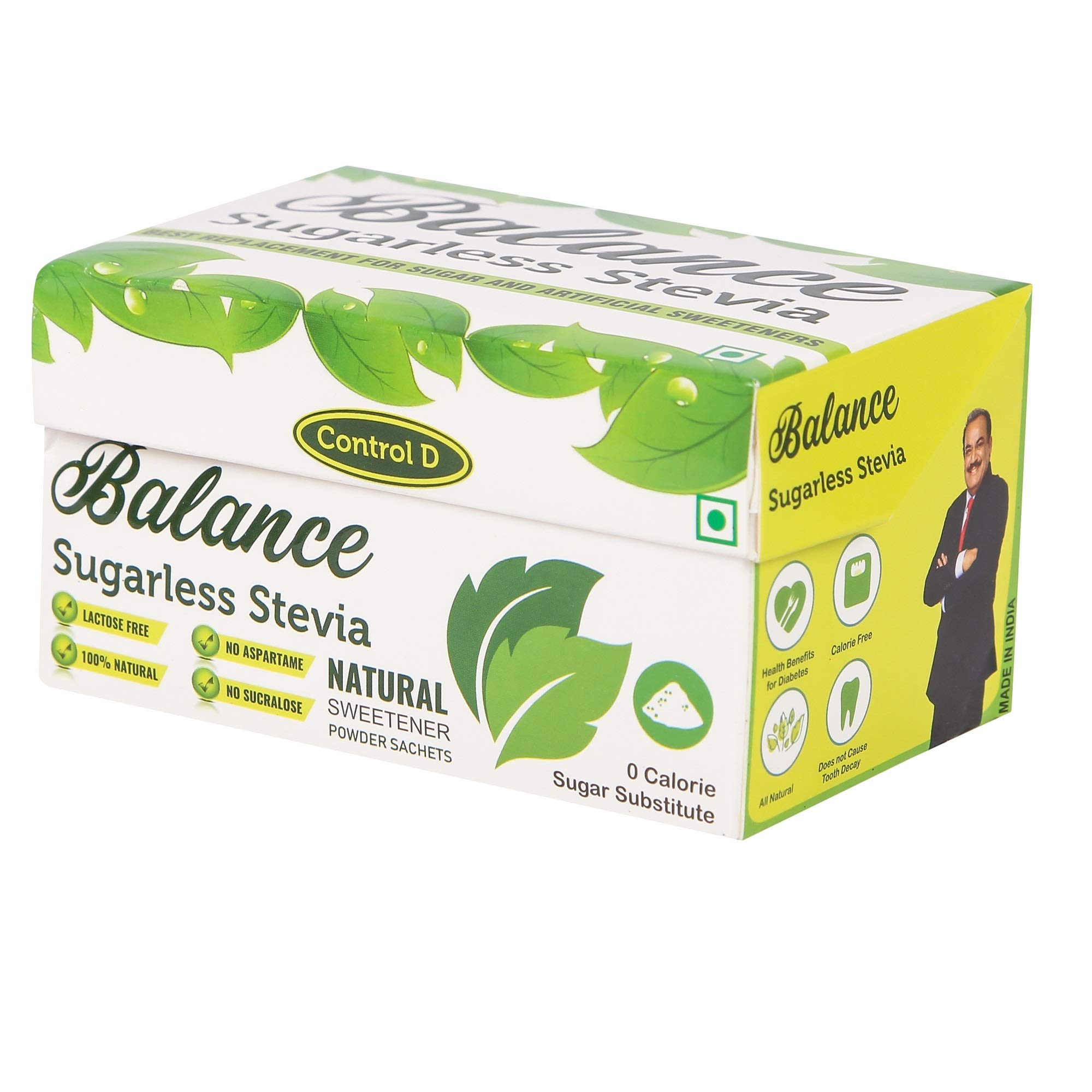 Control D Balance Natural Sugarless High Concentration Stevia Sweetener 200 Sachets