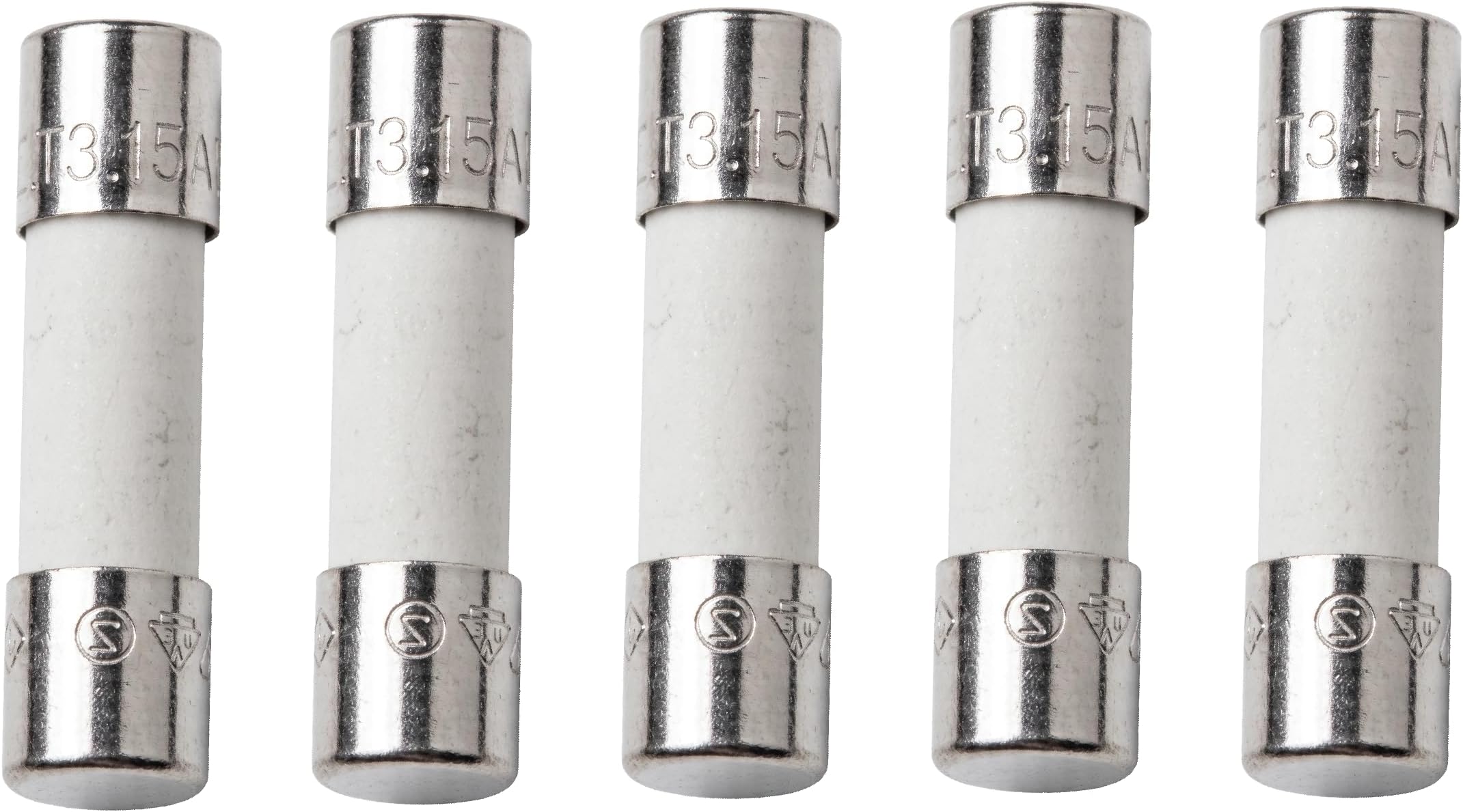 5 Qty. 5x20mm 3.15A Slow-Blow Ceramic Fuse T3.15A 250V Replacement