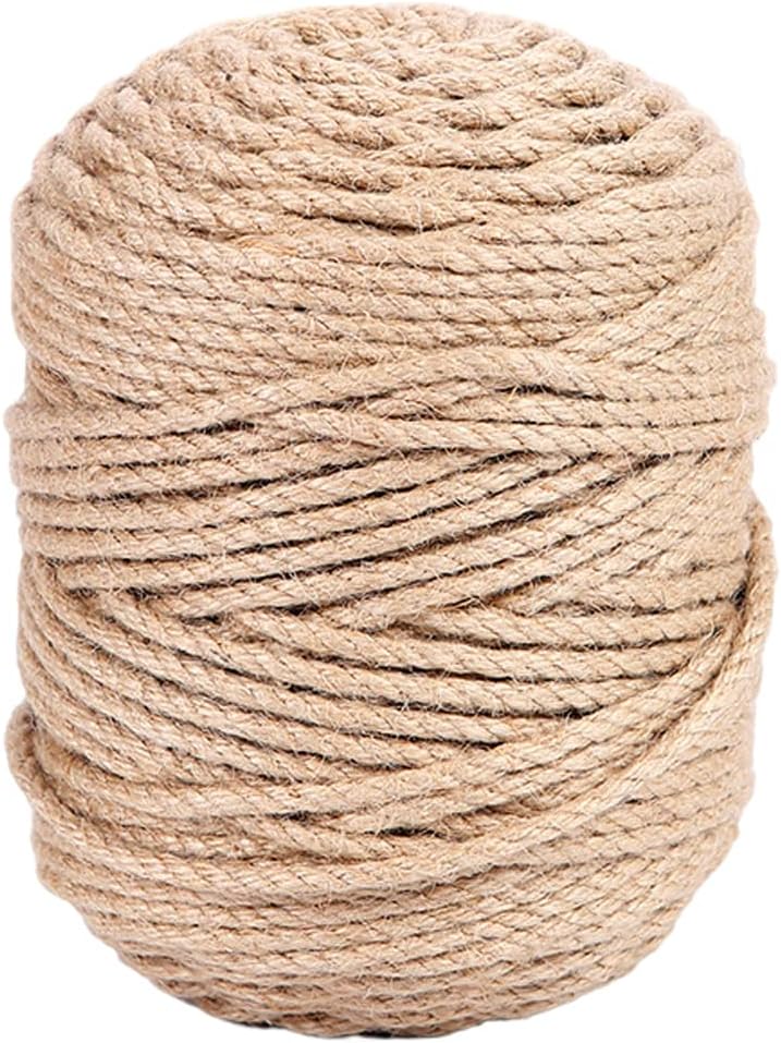 Natural Jute Twine Hemp Rope, Diameter 1-6.5Mm Crafts Jute Rope Industrial Packing Materials Packing String, Length 100 Meters,Diameter 5mm