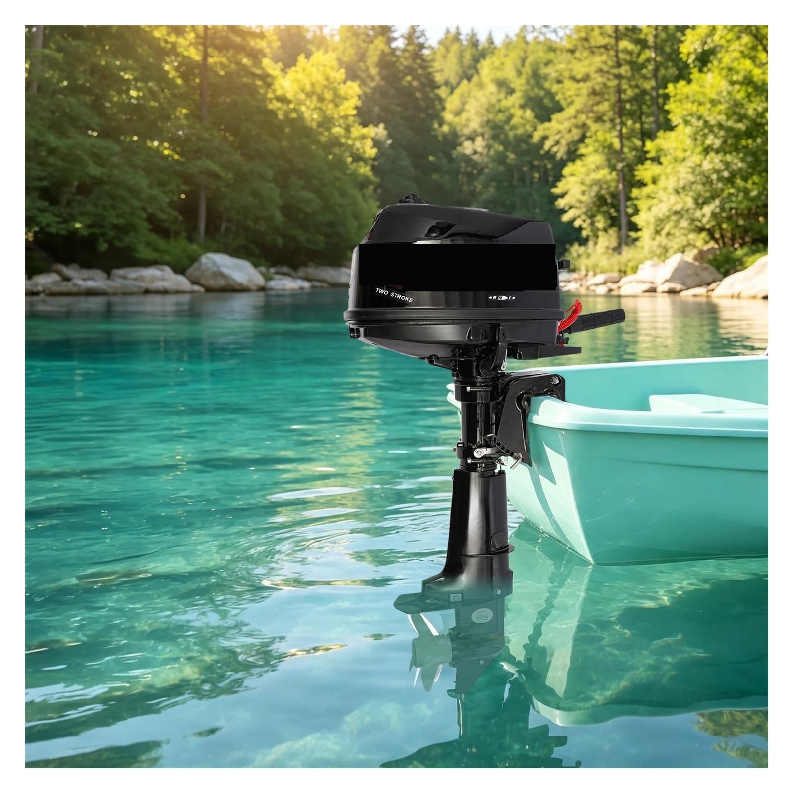 Motor fueraborda de 6HP, 2 tiempos, 102cc, motor barco refrigerado por agua eje corto