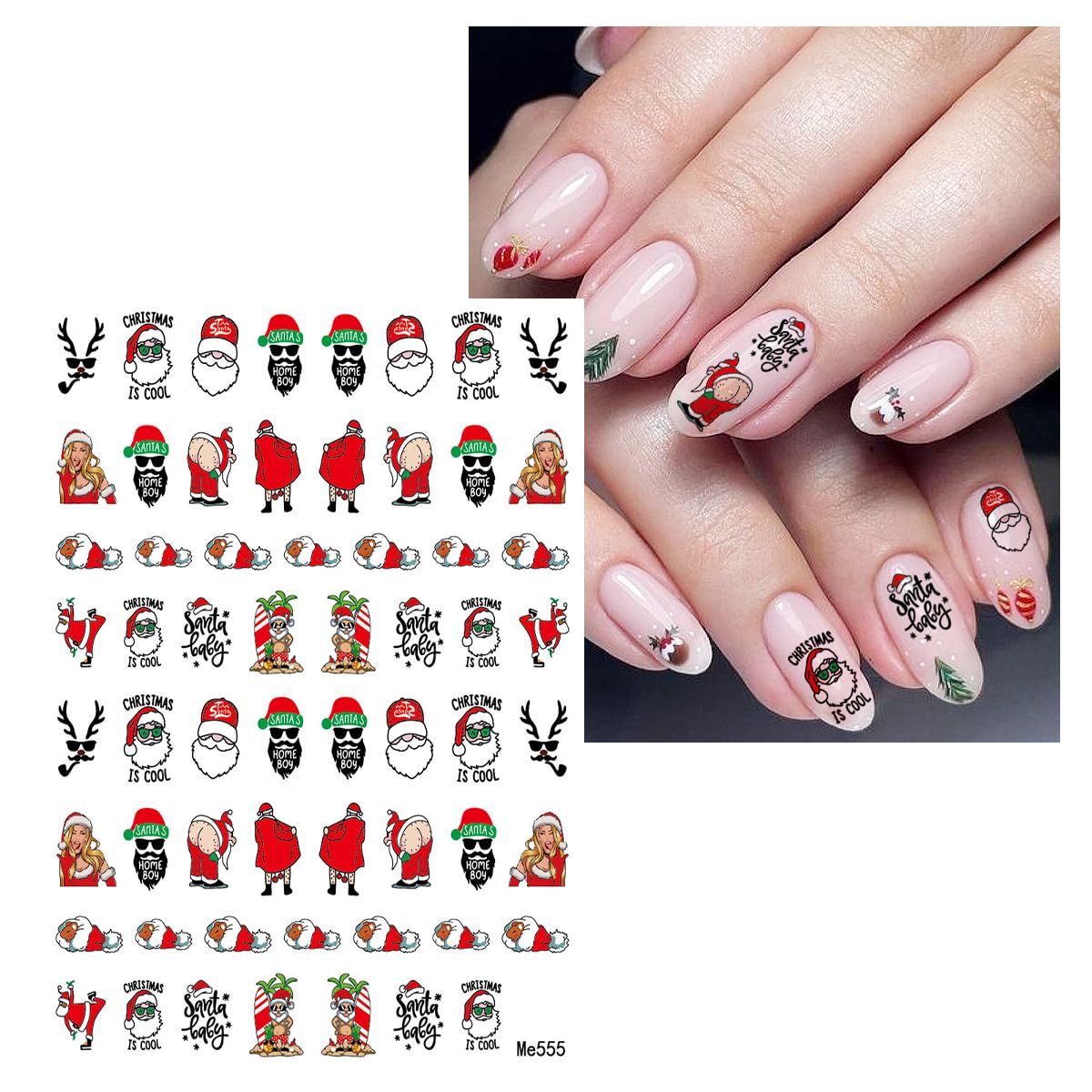 Weihnachts-Nagelsticker 10 Blatt – Selbstklebend, Winterlich & Süß Für DIY-Nageldesign