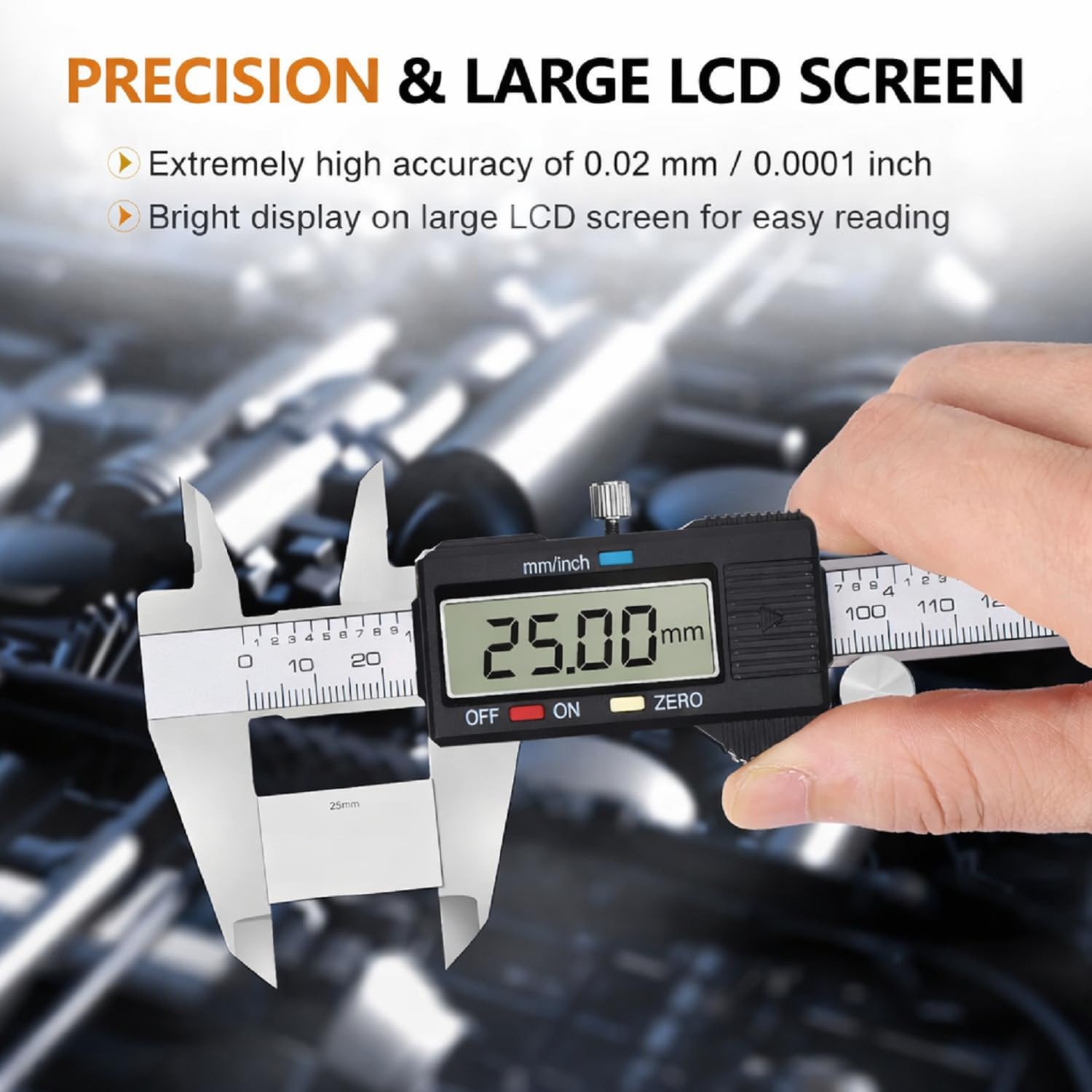 Waterproof Digital Vernier Caliper – Stainless Steel Electronic Measuring Tool (0–150mm / 0–6 Inch) with LCD Display, Inch/MM Conversion, IP54 Protection 1