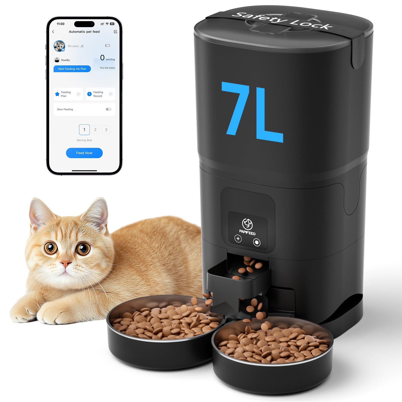 PAPIFEED Automatic Cat Feeder 2 Cats