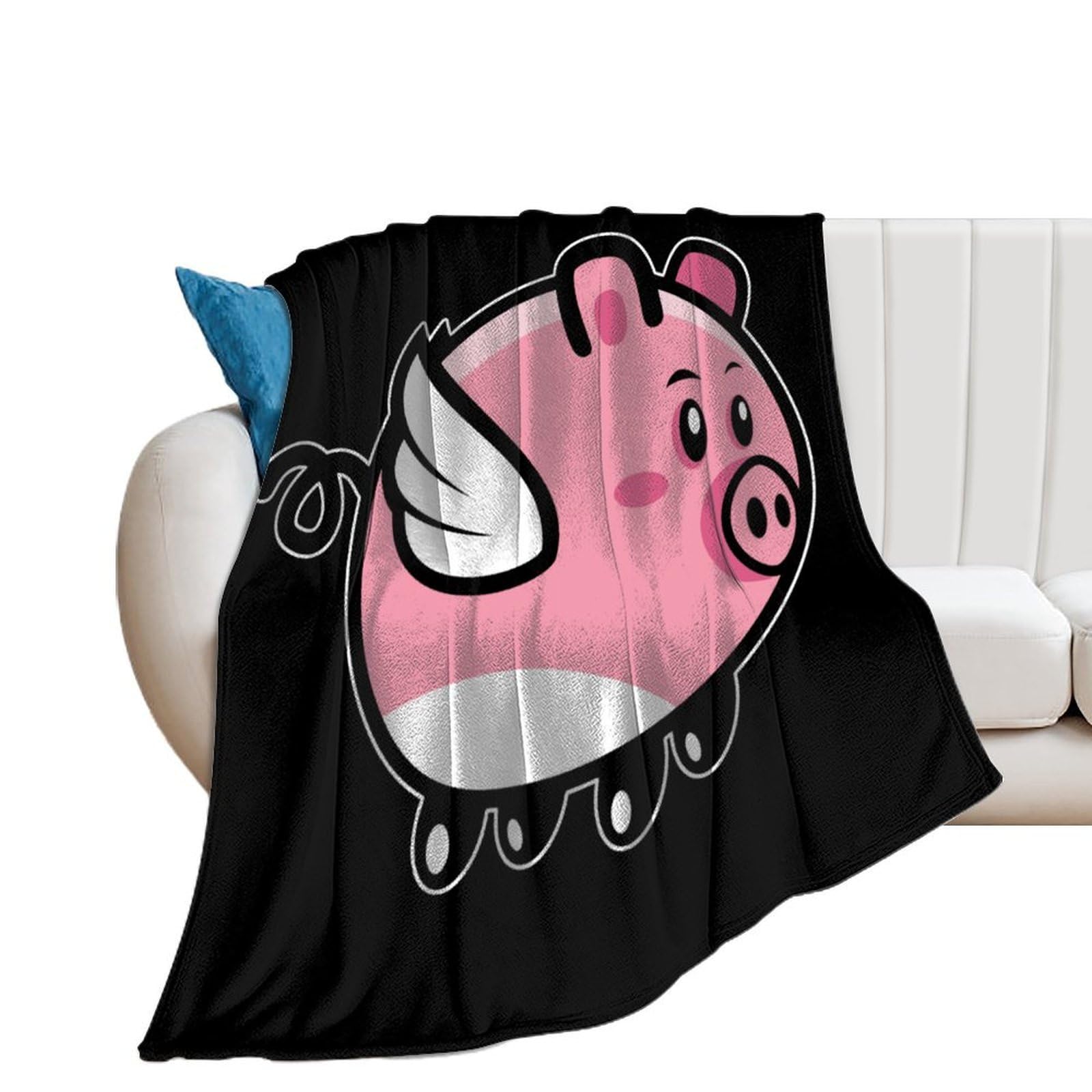 Nclqvjxzkhw Men's Style Cute Flying Pigs Flannel Blanket Soft Throw Blankets Bed Couch Sofa Travel