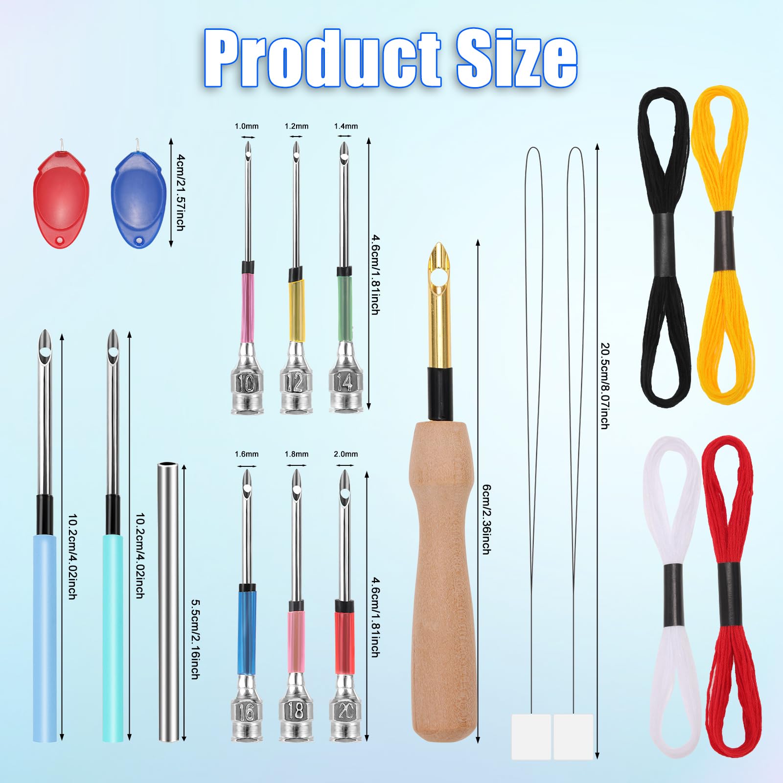 JSRQT 18 Pezzi Punch Needle Kit Punch Needle Ago Magico Ricamo 8 Taglie per Principianti Penna Lavori Di Cucito Fai Da Te Regolabile Strumento Cuciture Tool Punzonatura Ricami Aghi Cucire a Mano