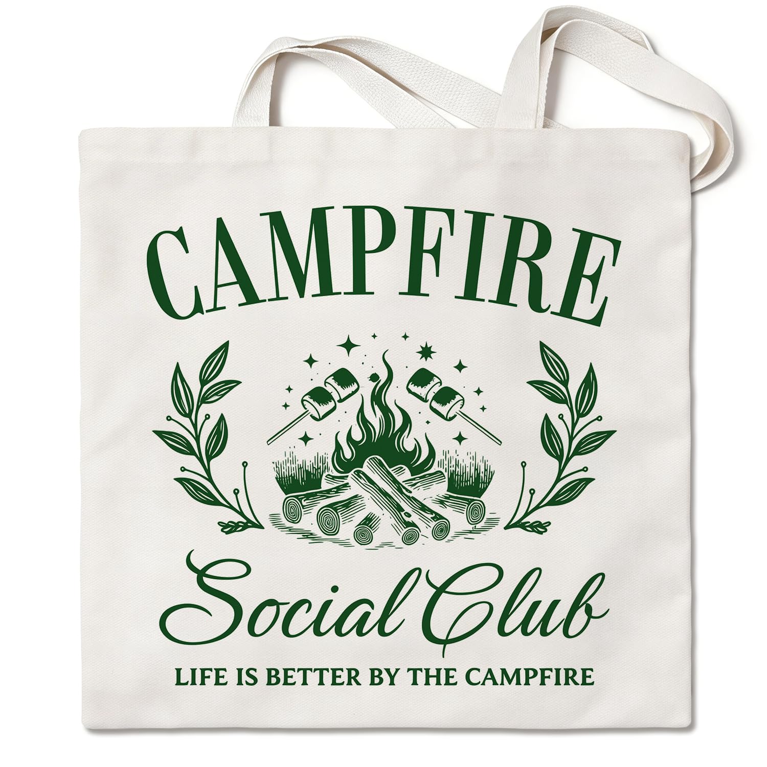 Campfire Social Club Canvas Tote Bag Summer Campfire Gift for Women Large Reusable Shoulder Bag for Shopping Work