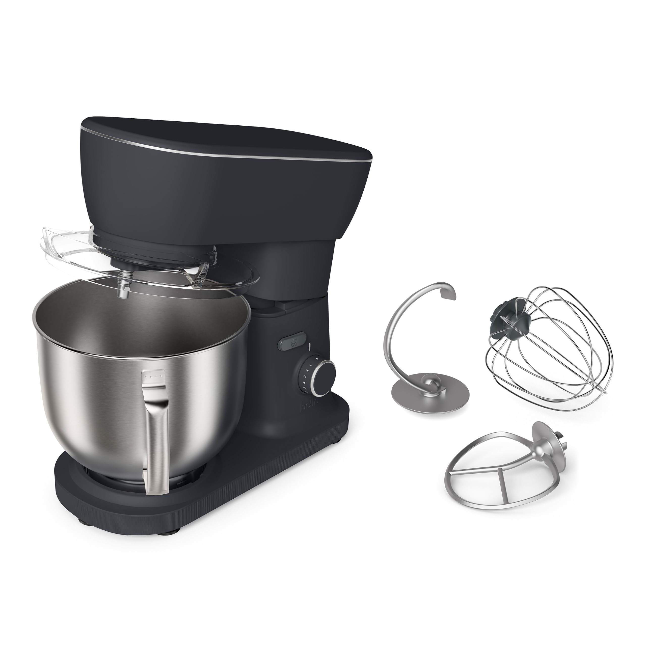 bella STIR 5.3Qt Tilt-Head Stand Mixer, 12-Speed Countertop Mixer, Slate