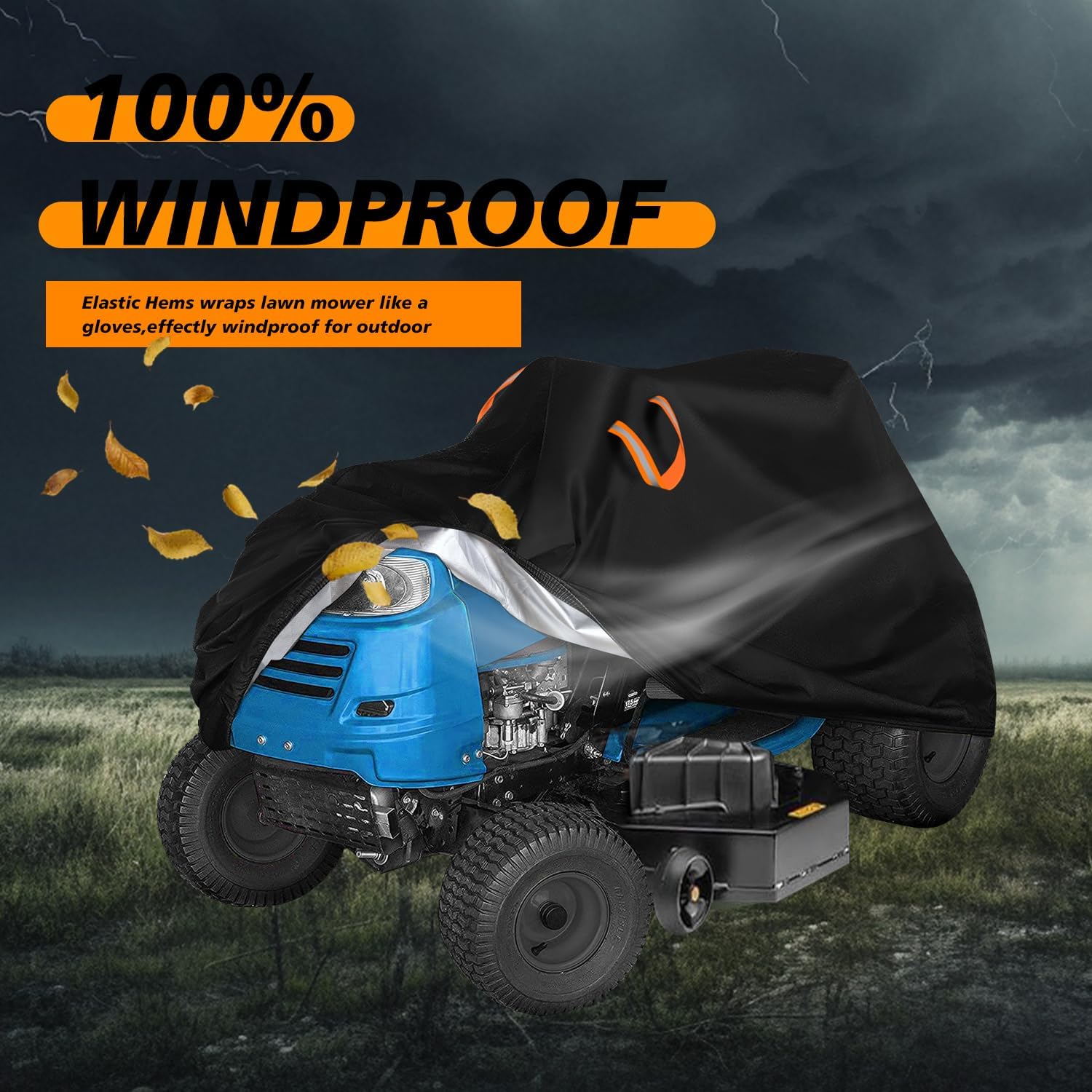 Riding Lawn Mower Cover,Fits up to 54" Decks Lawn Mower Cover Waterproof Durable 210D Polyester,Anti-UV Windproof,Lawnmower Tractor Covers for Outdoor,with Buckles, 72"Lx54"Wx46"H