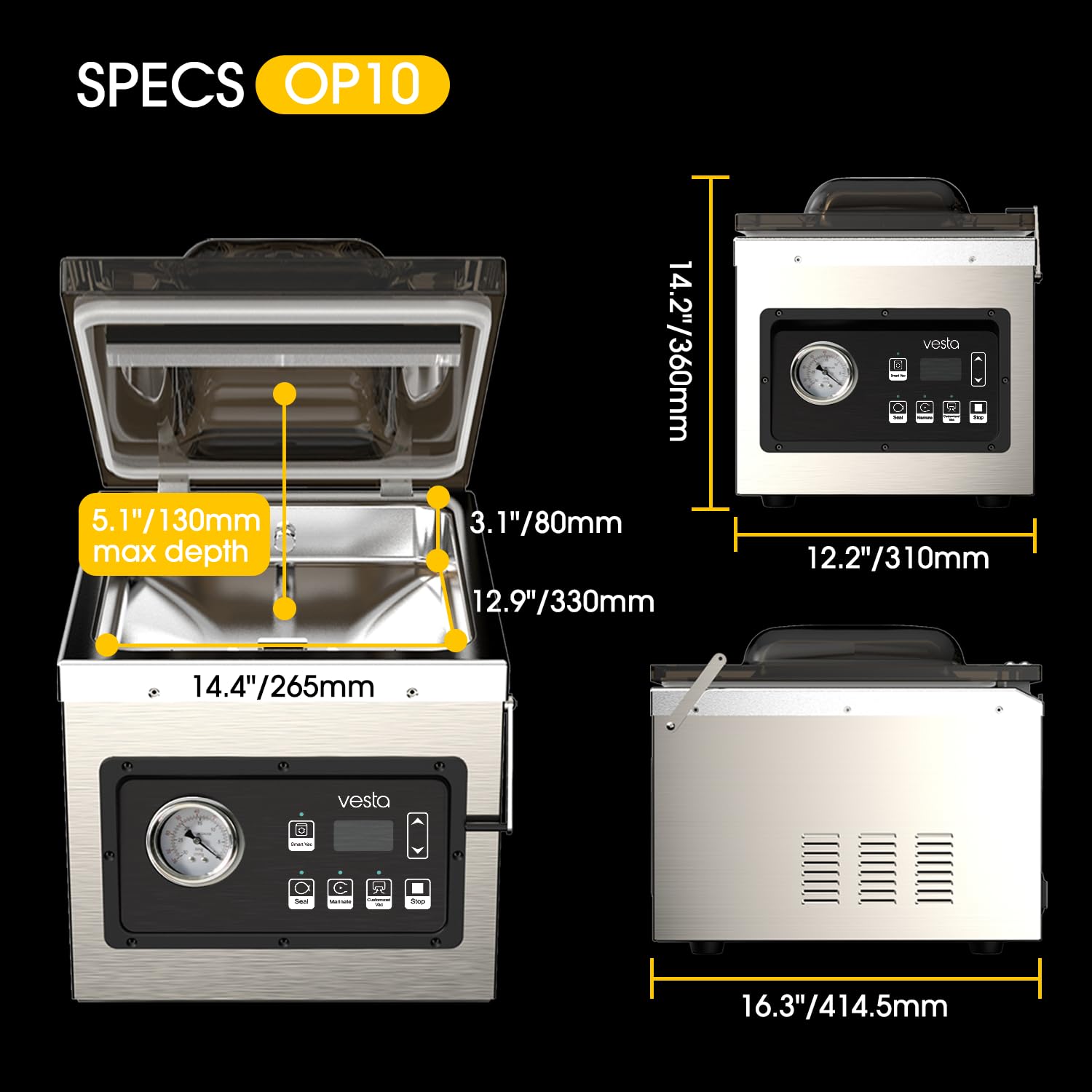 10 inch Chamber Vacuum Sealer with Oil Pump Heavy Duty, Ideal for Wet