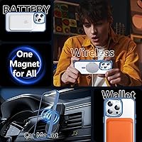 Vista 7 de Temdan Funda magnética transparente para iPhone 15 Pro Max, compatible con Magsafe, 2 protectores de pantalla de vidrio + protector de lente