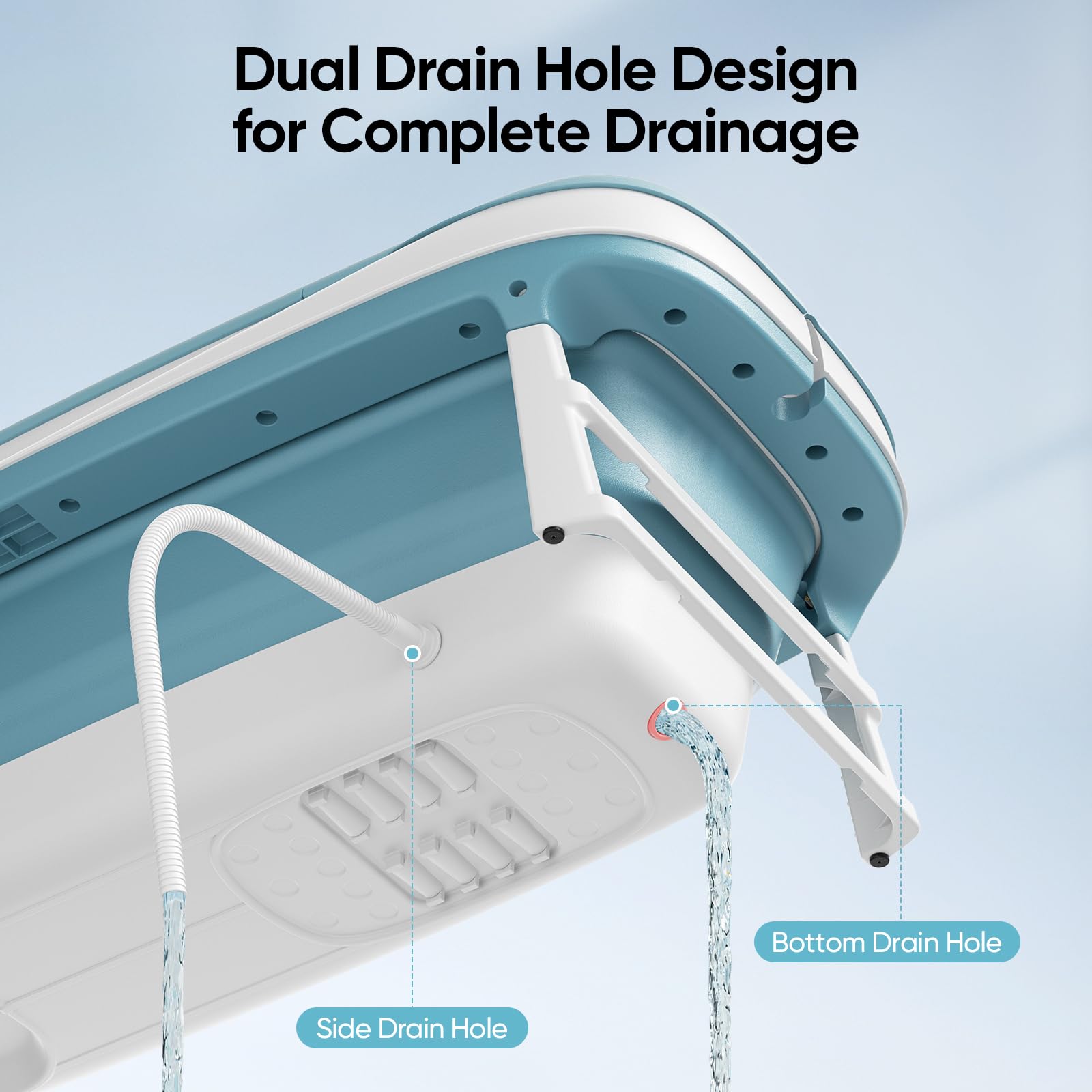 Faltbare Badewanne Erwachsene,157 x 58 x50 cm mit Isolierabdeckung neigbarer Rückenlehne erhöhtem Sitz U-förmiger Kopfstütze und Fußmassagerollen zwei Abflussöffnungen geeignet Duschen Balkone