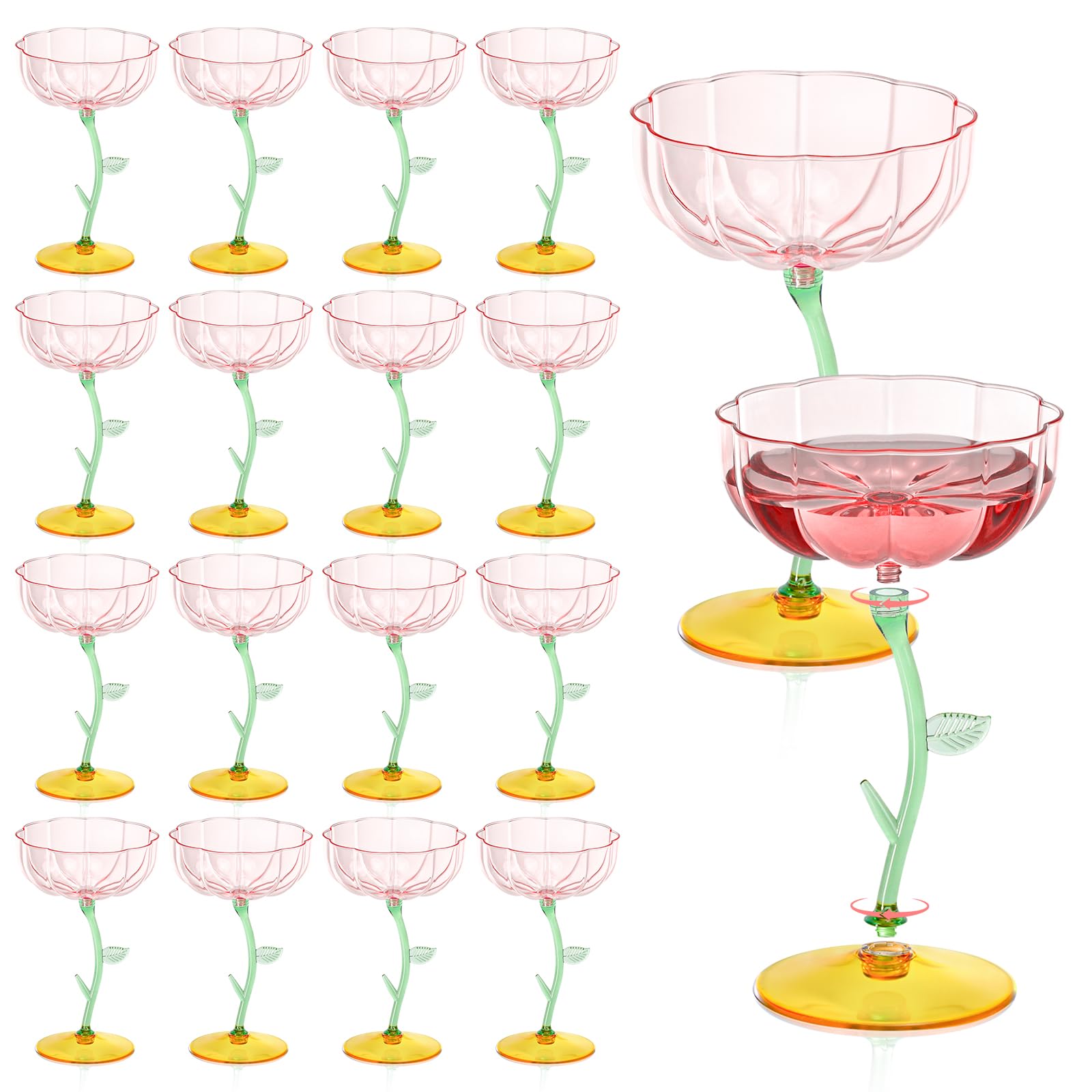 Pink Plastic Cocktail Glasses - 24 Pack -1