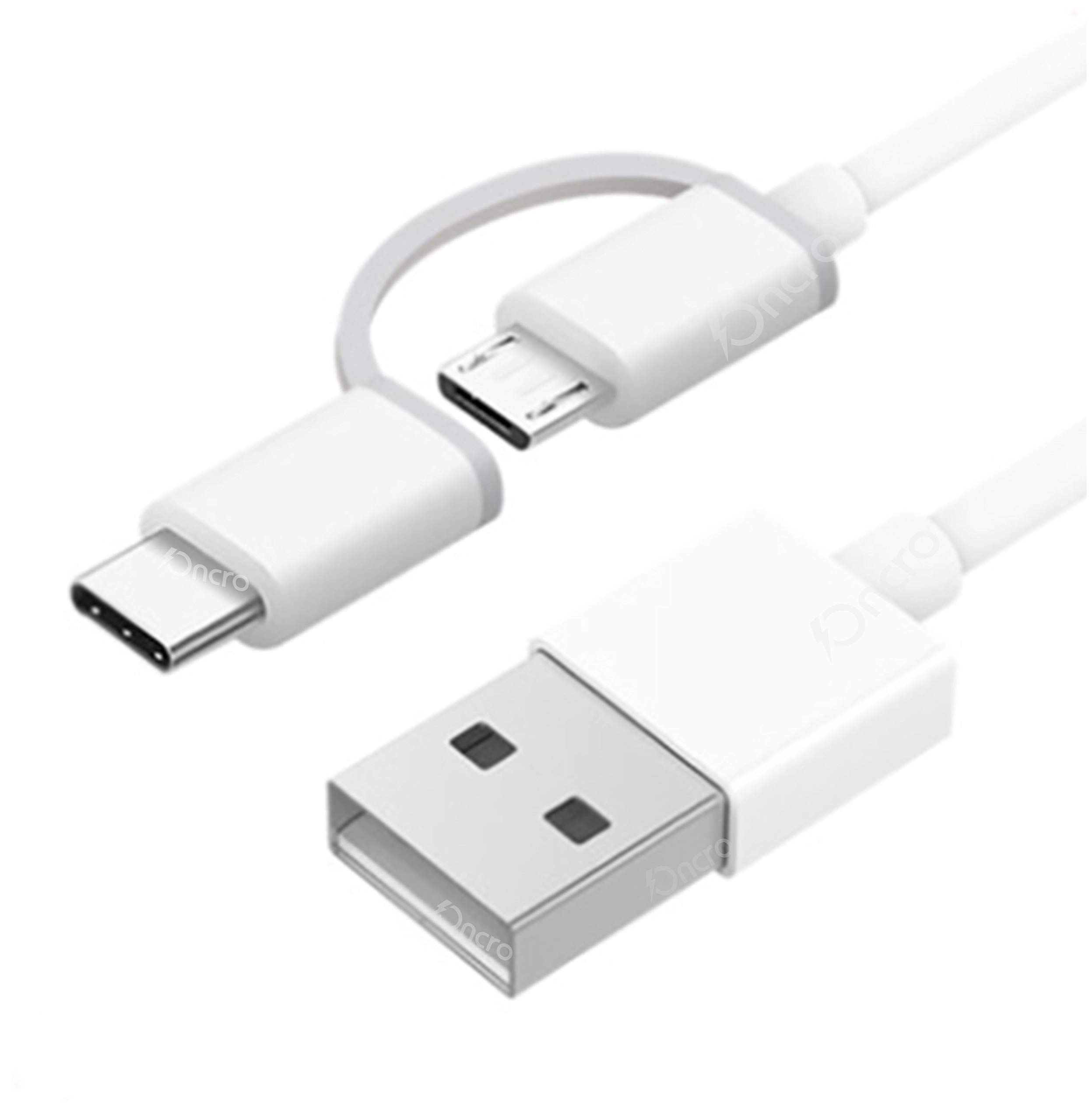 ONCRO® upto 2.4AMP Duo 2 in 1 Micro USB to Type C Quick Charging & Data Sync Cable 100 cm for Samsung, Oneplus, Mi (White)