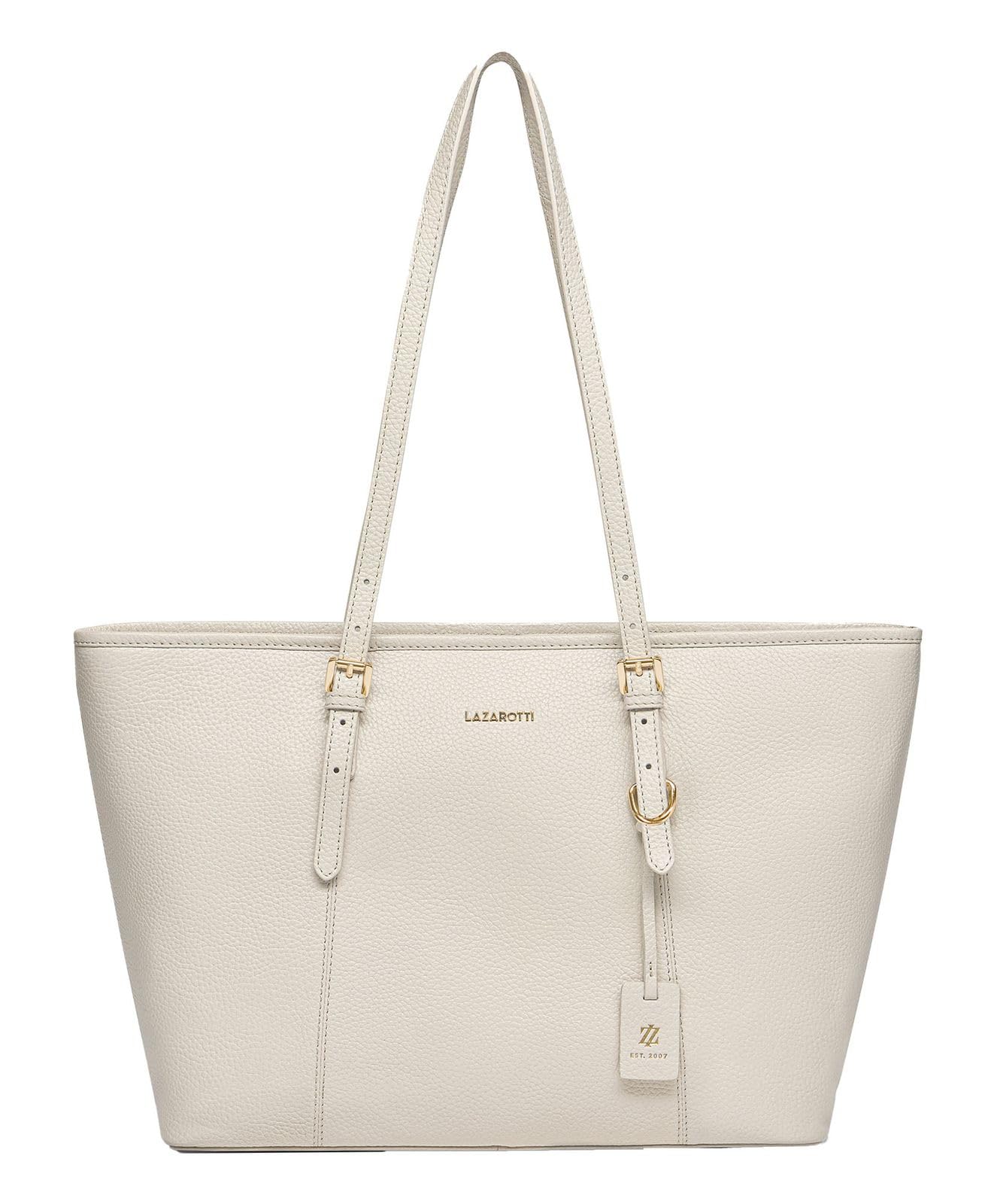 Lazarotti Bologna großer Damen Shopper aus Echt-Leder | Tote Bag mit längenverstellbaren Trägern | Schultertasche 35 cm