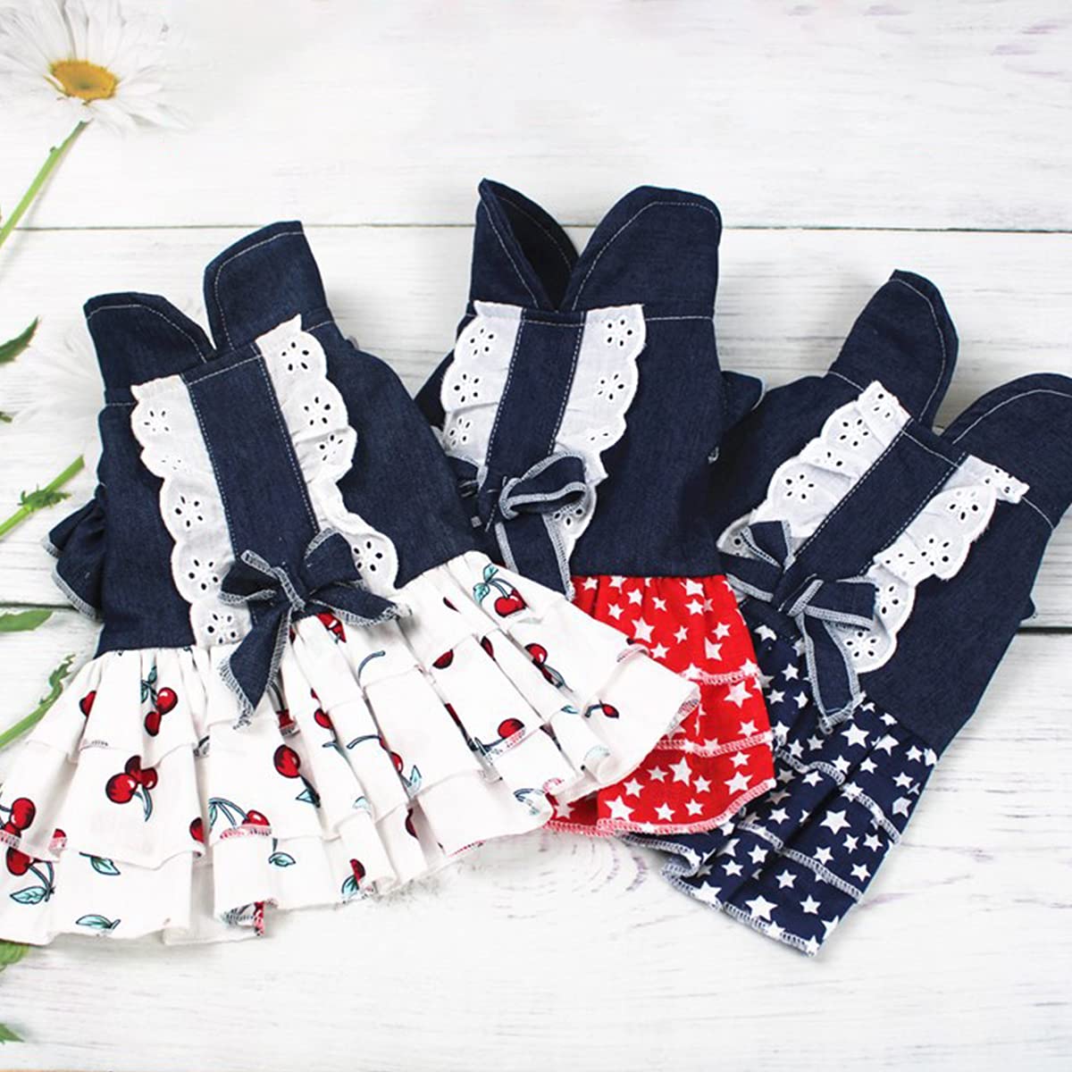 6-teiliges Hundekleid Mit Schleife – Süßes Sommer-Outfit Für Kleine Hunde & Katzen