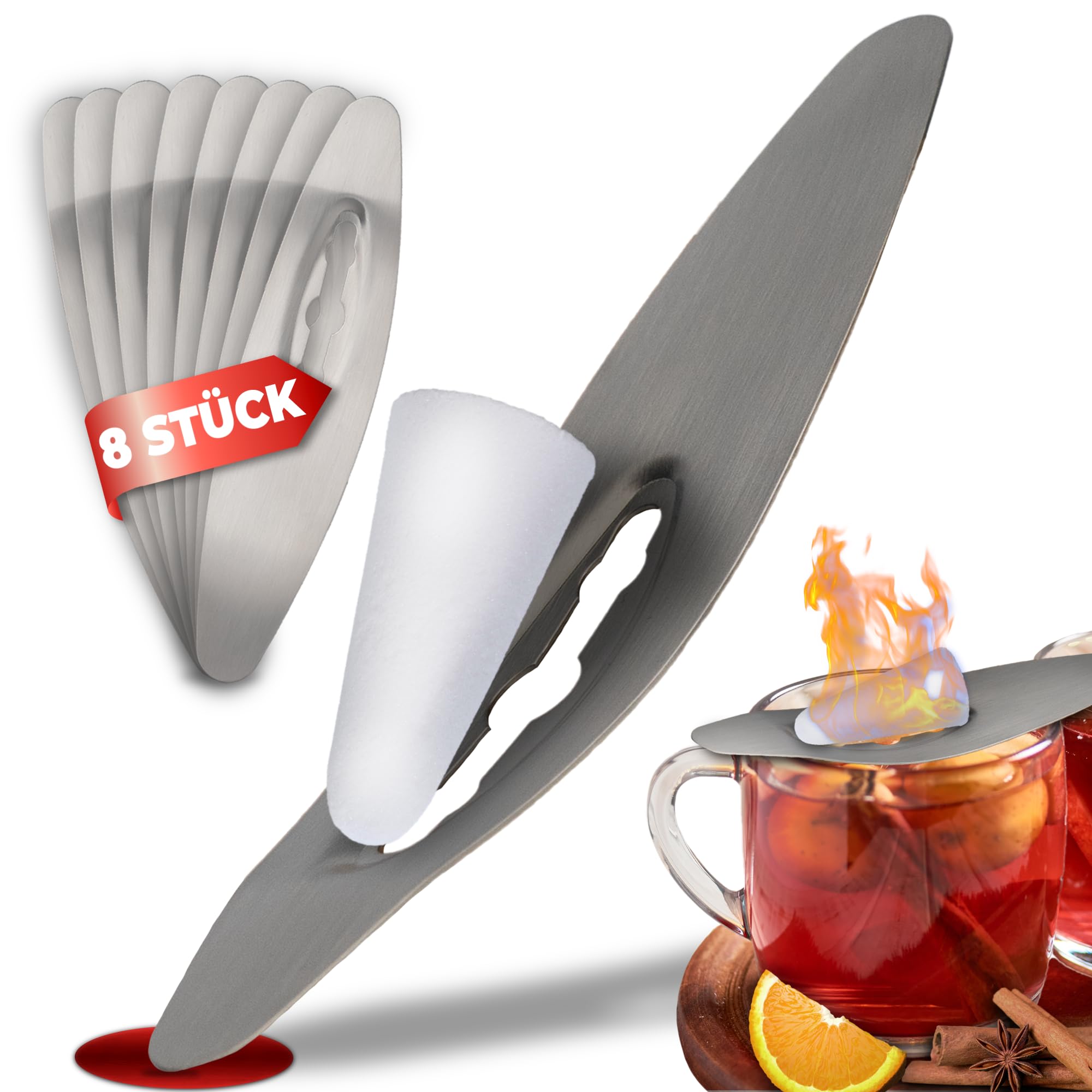 Kela Picco Lot de 4 ou 8 pinces à sucre pour Feuerzangenbowle/punch à l’allemande