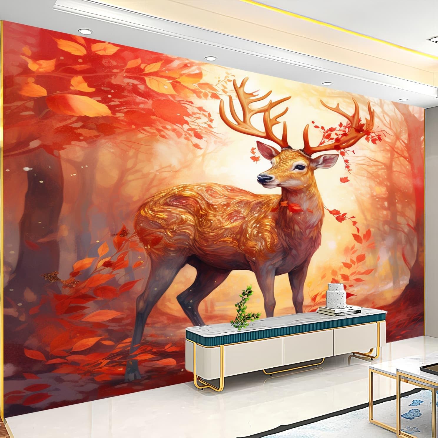 Pomarańczowy Czerwony Fototapety Efekty 3D Panoramiczna Tapeta 350 x 256 cm