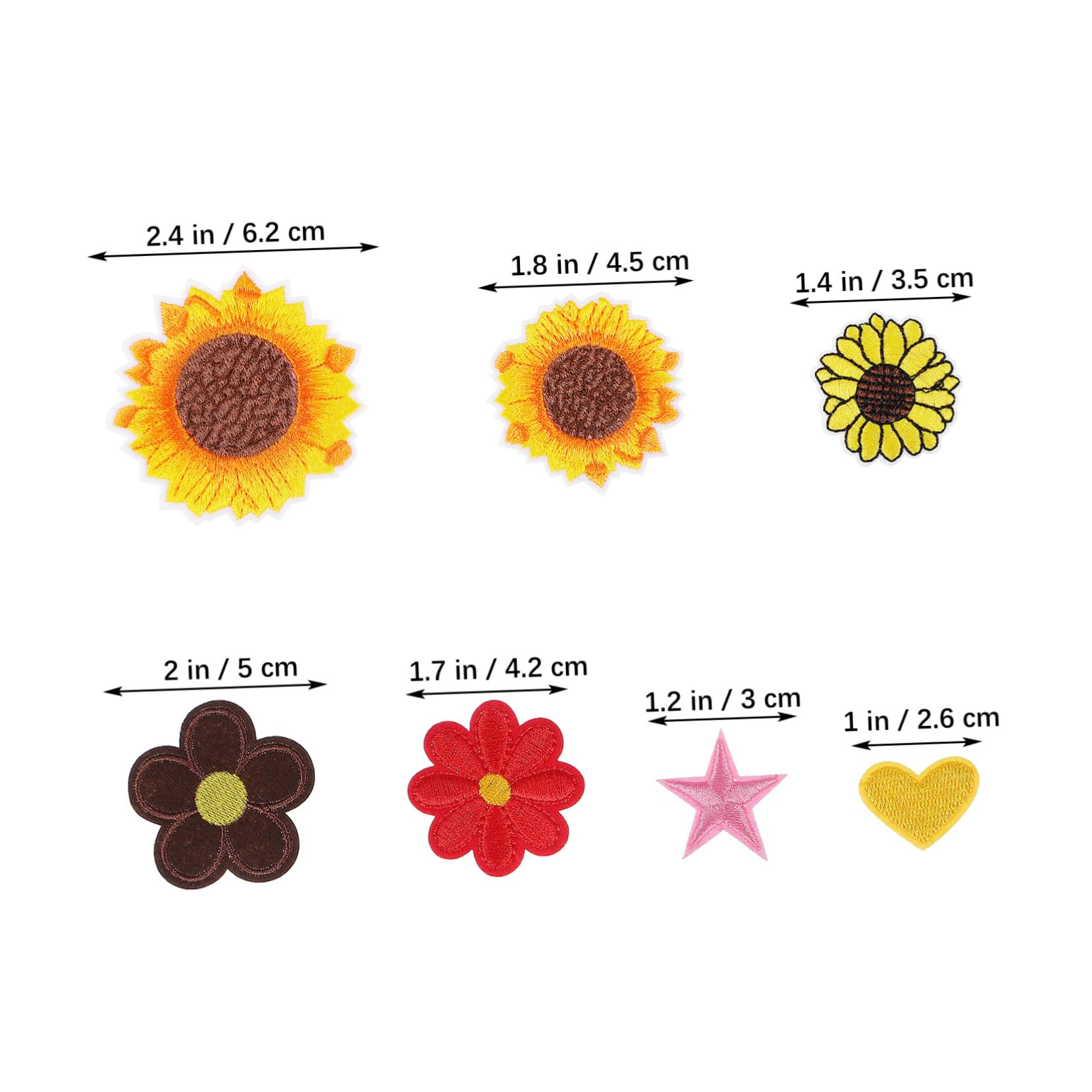 Operitacx 284stücke Teiliges Bunten -patches Blumen Herzen Und Sterne Für Kreative Kleidungsgestaltung Rucksäcke Und Hüte Langlebige Waschbeständige Applikationen