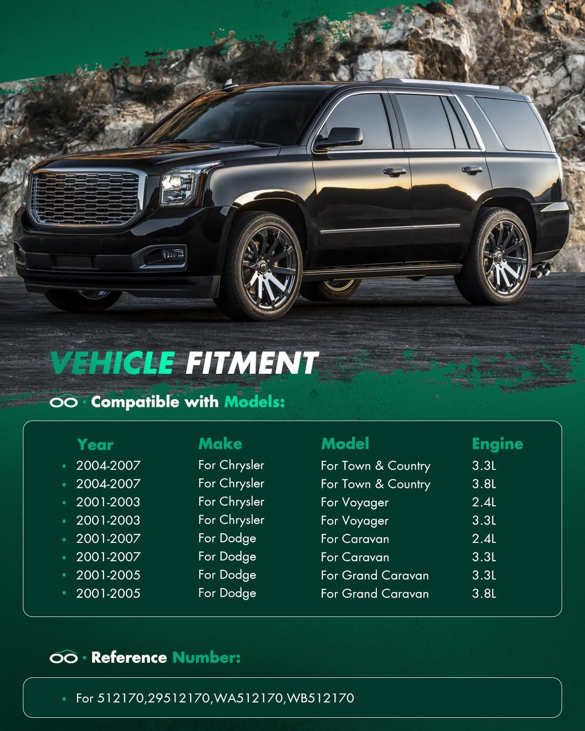 SCITOO Rear Hub Bearing Assembly 512170 2001-2007 For Chrysler Town & Country 2001-2007 For Dodge Grand Caravan For Chrysler Voyager W/O ABS Wheel Bearing Assembly kit