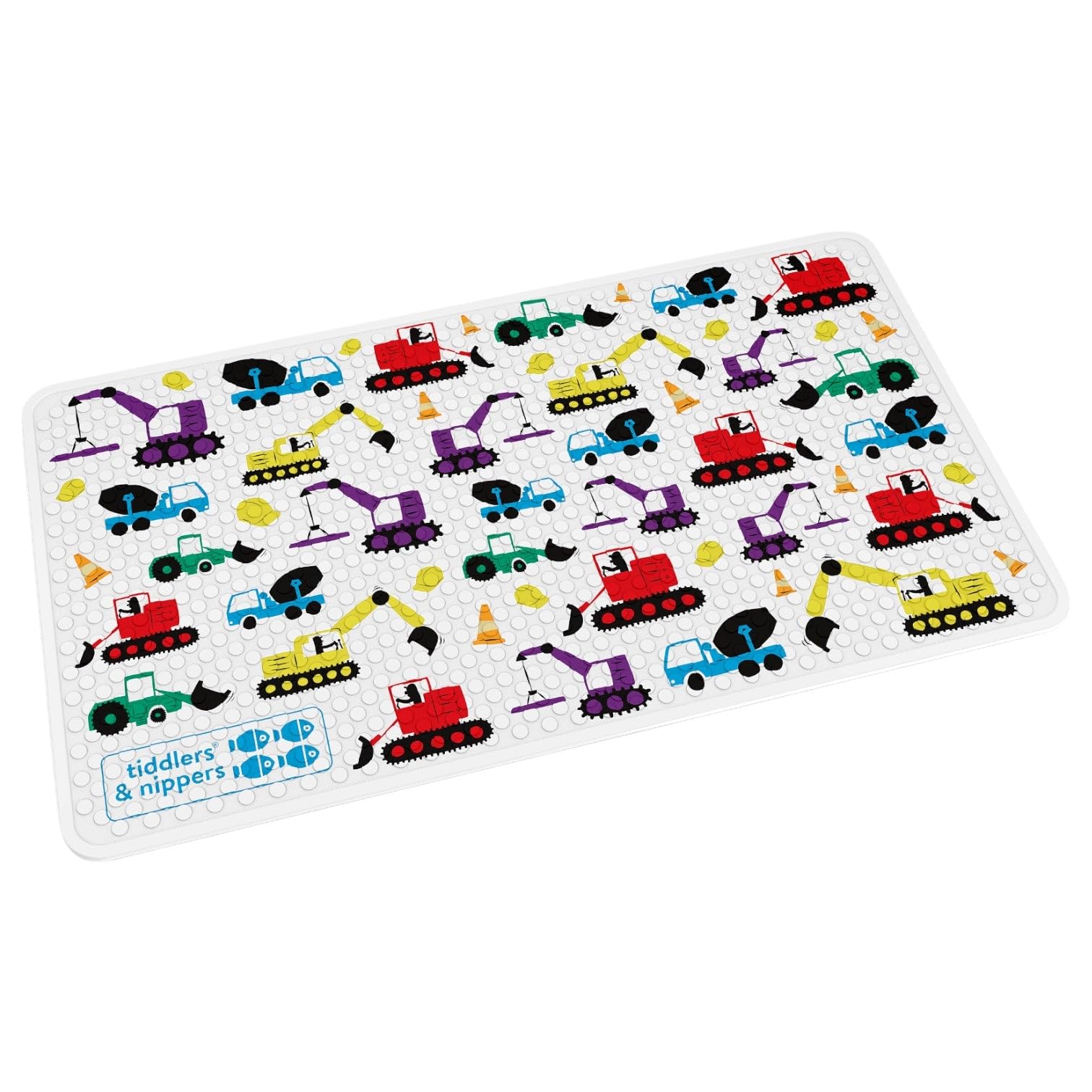 tiddlers & nippers | Tapis de Bain antidérapant | Haute qualité | Résistant à la moisissure | Ventouse Anti-dérapante Clever | Tapis de Douche pour bébé, Enfants (Diggers et camions)