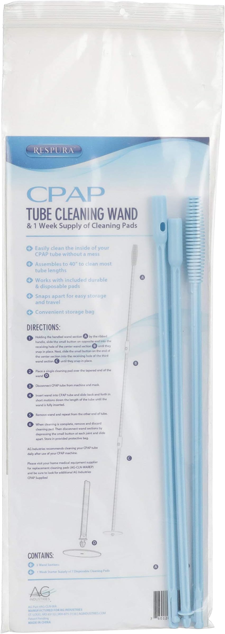 AG-CLN-WA CPAP Tube Cleaning Wand with Pads