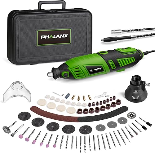 Kit de herramientas rotativas de 180 W, PHALANX de 1.5 amperios de 6 velocidades variables con eje flexible, multiherramienta de 8000 a 32000 RPM y