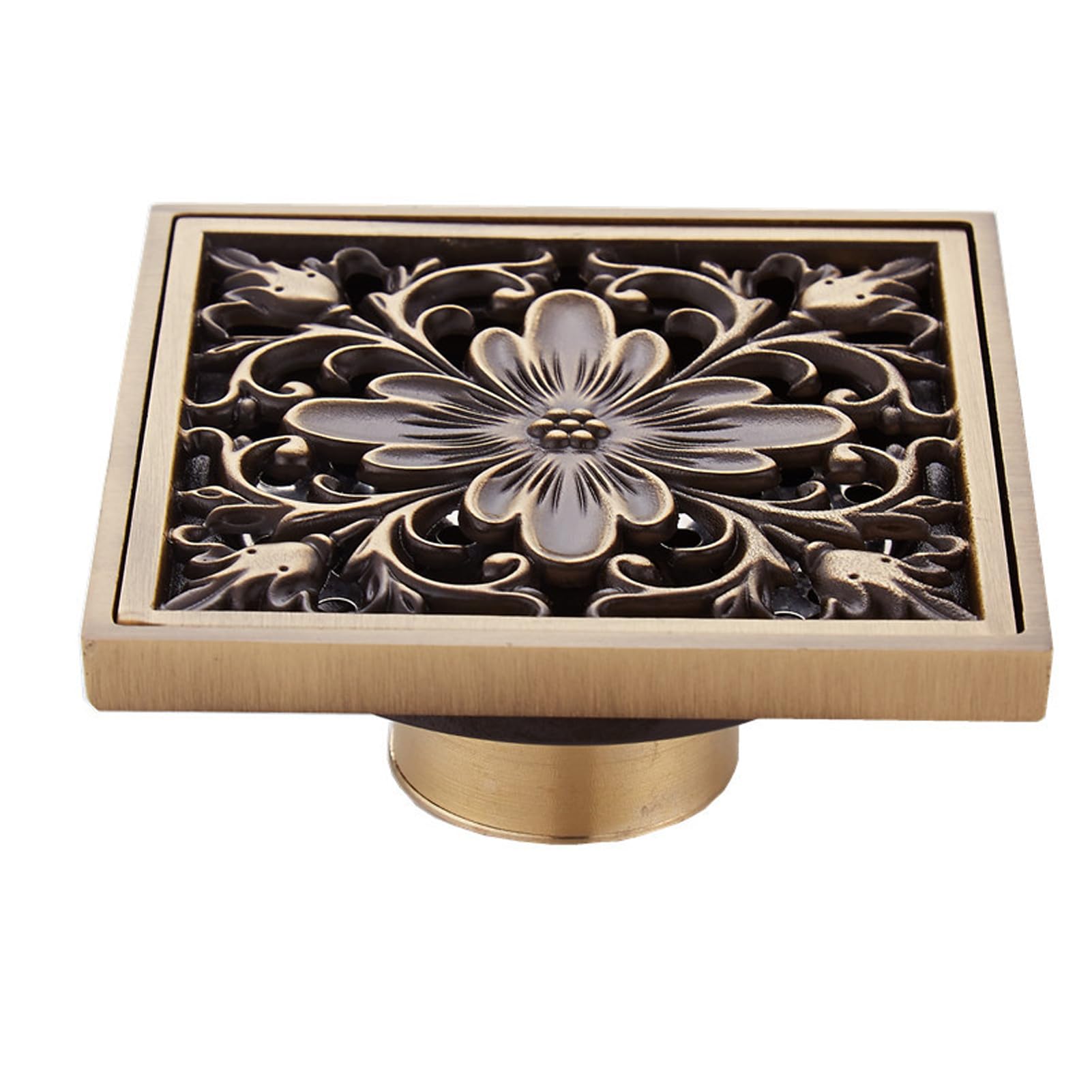 POXZSFX Antique Brass Shower Drain Hair Catcher Retro Odor Proof Solution In Home Fast Drainage Without Blockage Antique Brass Bathtub Shower Drainer Retro Odor Proof Floor Drain, type+1