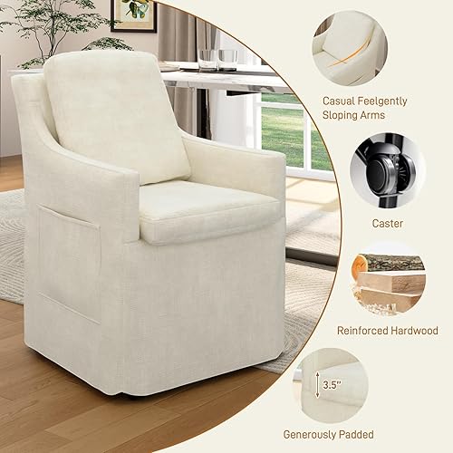 Miniatura 3 de 1 silla de comedor tapizada, sillas de cocina modernas, sillas de cena con 4 ruedas, sillón de felpilla para dormitorio, sala de lectura, sala de