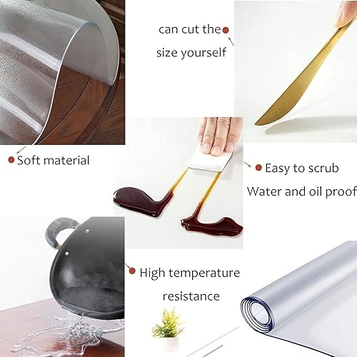Miniatura 6 de Mantel de plástico transparente fuerte de 0.079 in, protector de mesa impermeable de PVC lavable para mesa de comedor, escritorio, varios tamaños,