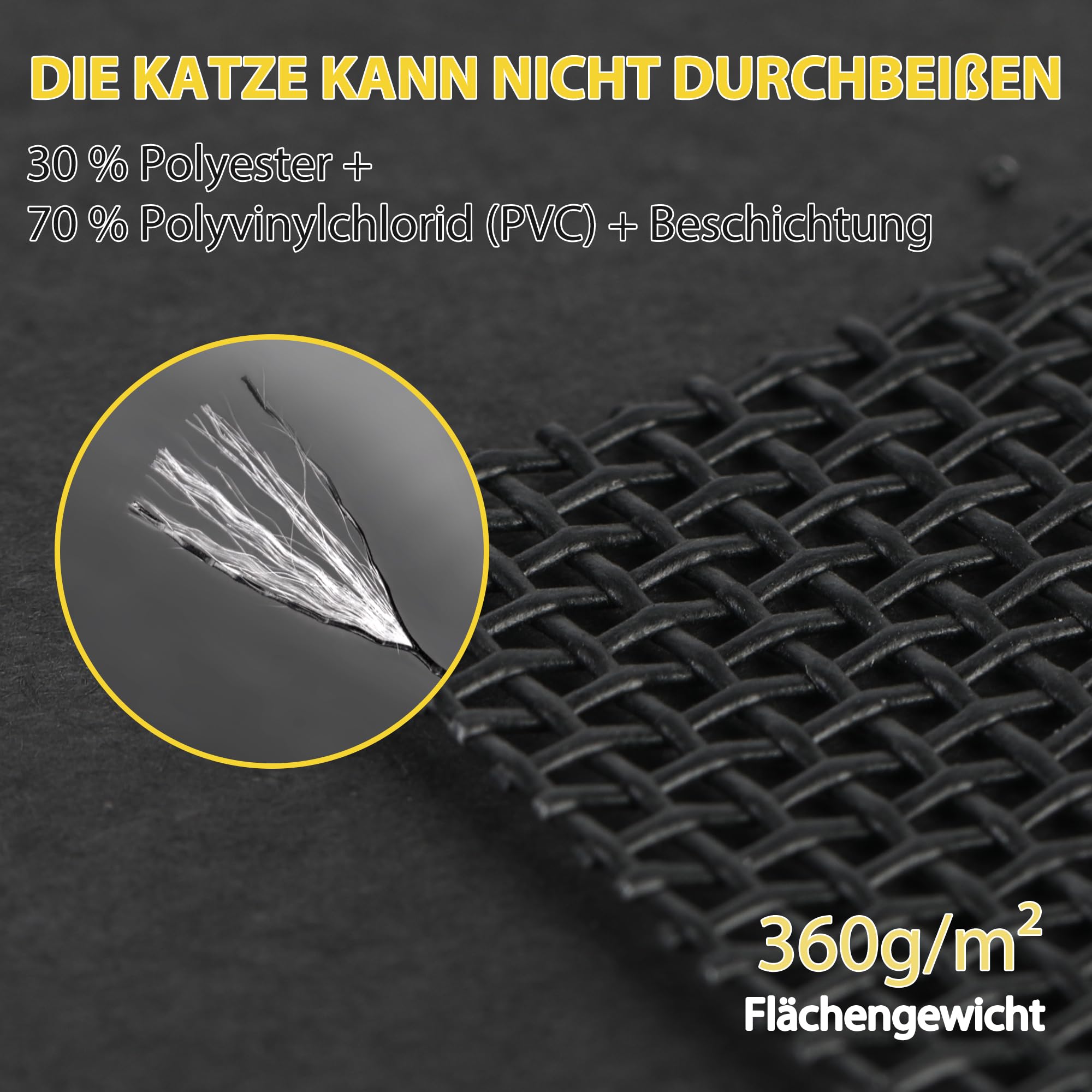 fowong Magnet Fliegengitter Balkontür bis 5 Jahre – Extra dickes 250 g/m² Haustier-Gewebe, kratzfestes Spezialgewebe für Haustiere – Ideal für Terrassentür & Schiebetür Schwarz, 70x210cm