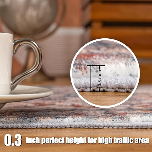 Miniatura 4 de Coarir Alfombra de pasillo de 2 x 6 pies, lavable para pasillo, cocina, suave, antideslizante, resistente a las manchas, alfombra bohemia vintage