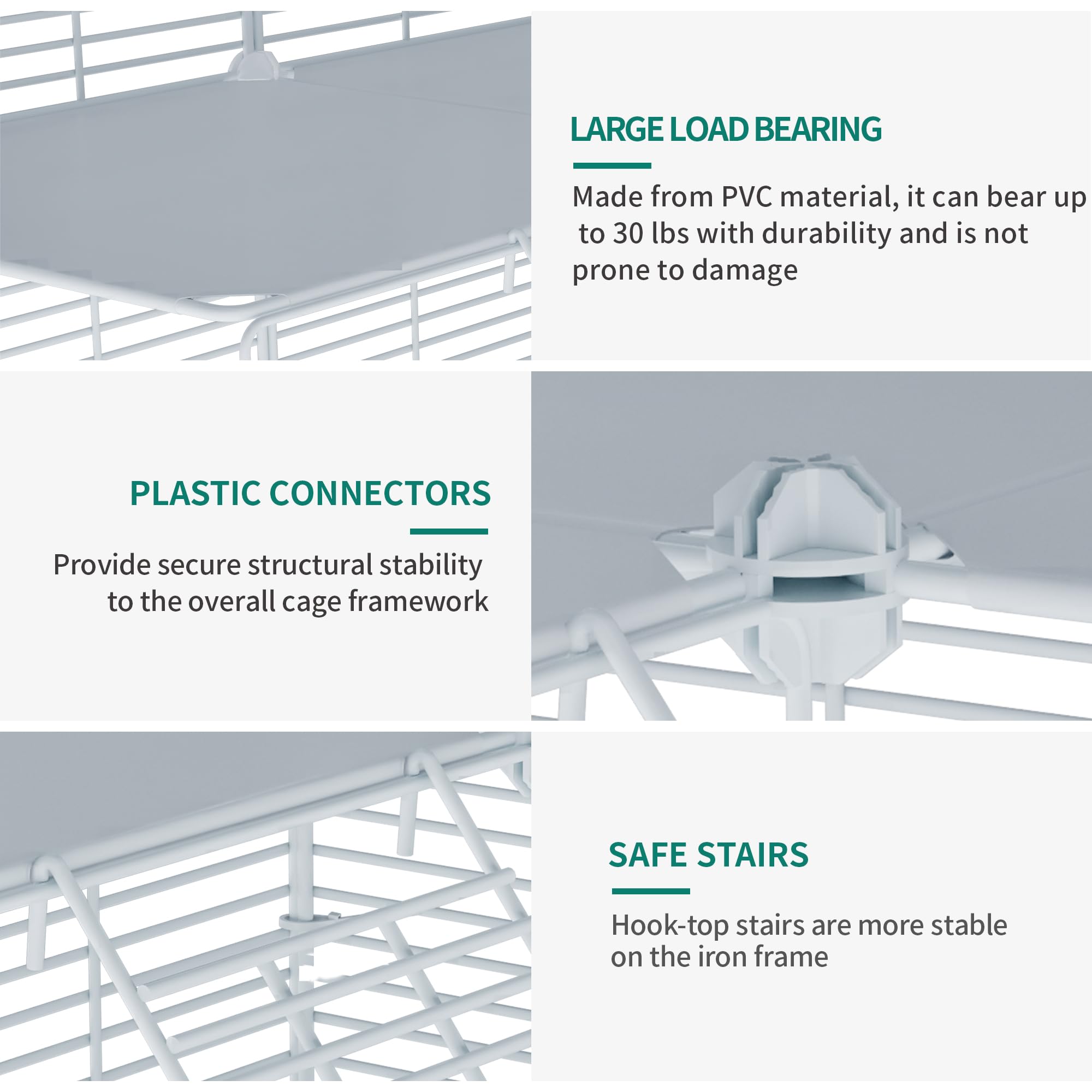 YITAHOME Gabbia per Gatti da Esterno/Interno, Recinto per Gatti con 2 Porte, 1 Scale, Box per Gatti in Metallo a 2 Livelli, Gabbia con Filo Metallico Denso per Gatti, Coniglio, Bianco, 71x71x71cm
