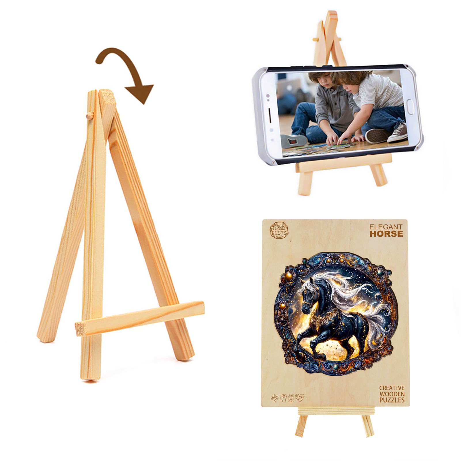 Puzzle in Legno per Adulti 14+, Cavallo Elegante Puzzle di Legno con Scatola,Puzzle Irregolare Unico,Regalo di Compleanno per Adulti