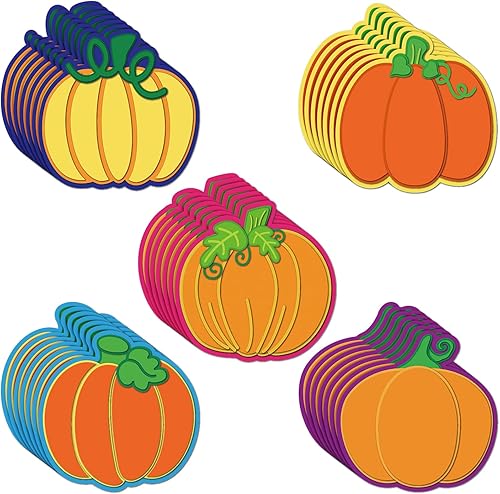 Zonon 80 recortes de calabaza para decoración de aula, recortes de calabaza con puntos de pegamento para tablón de anuncios, aula, escuela, otoño,