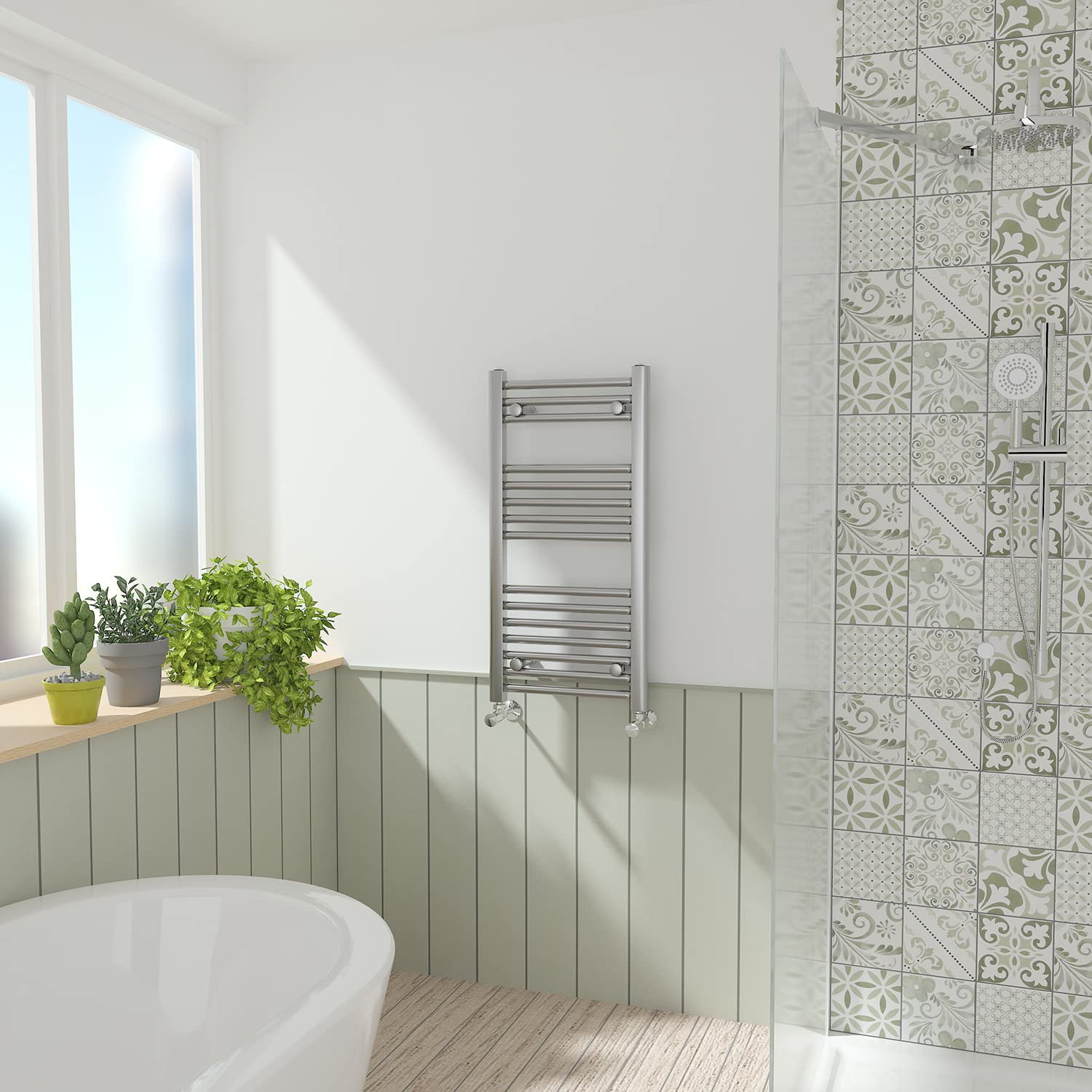Nrg Chrome Straight Central Heating Towel Rail Bathroom Heated Rad Radiators Ladder Warmer - 800×400Mm