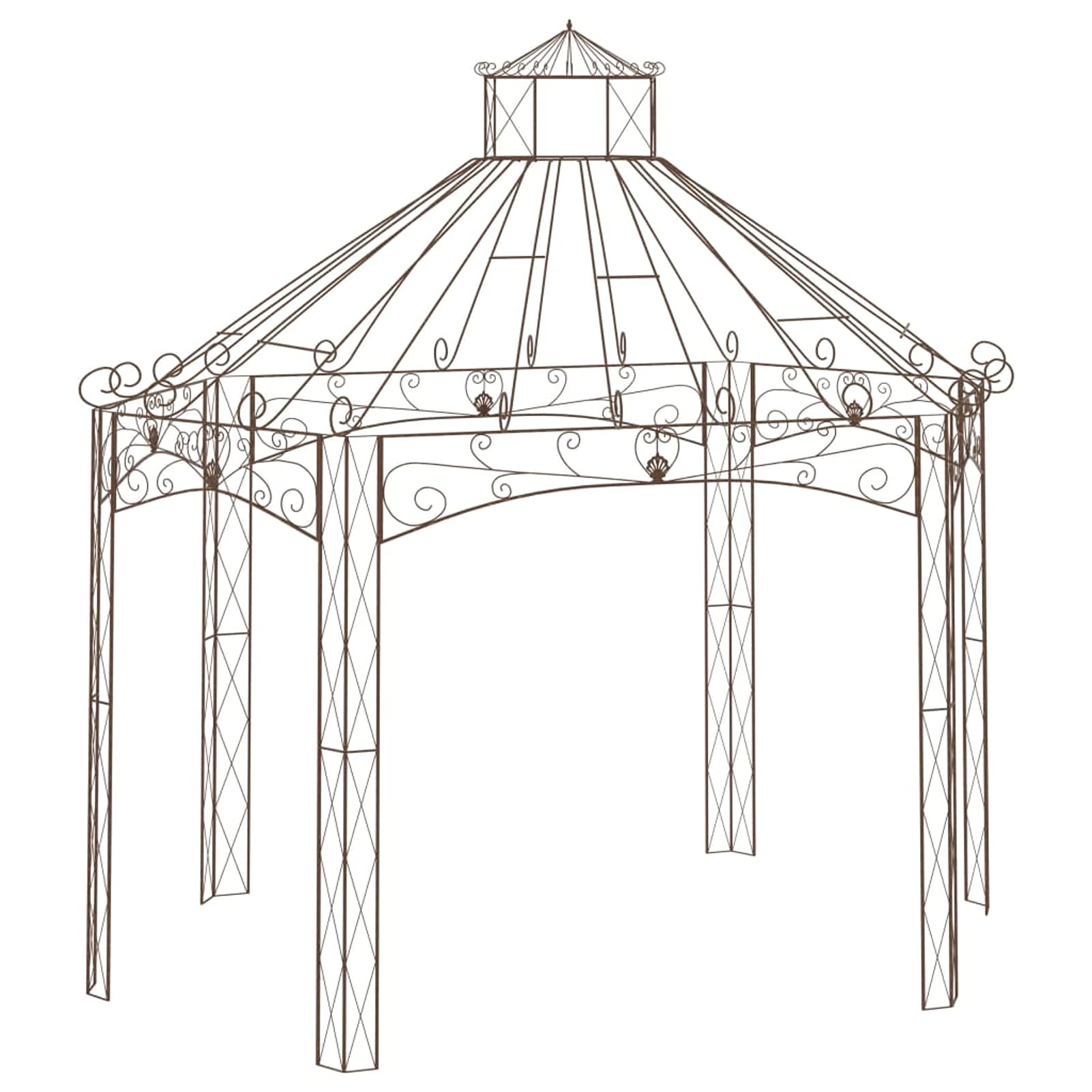 LAPOOH Pergola ogrodowa, Łuki ogrodowe, stojak na rośliny pnącze, antyczny brąz 400x258x378 cm żelazo