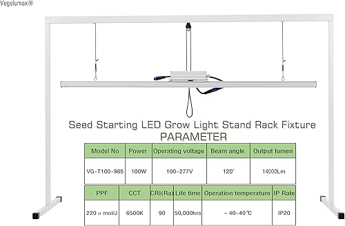 Miniatura 2 de Soporte de lámpara LED para cultivo de plantas de semillero, germinación de plantas y crecimiento de flores, espectro completo CRI 90+ luz blanca