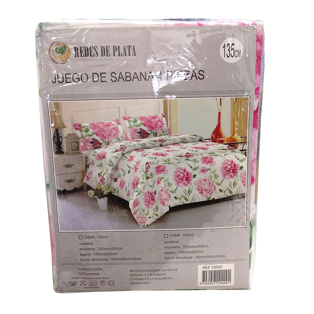 Juego de Funda Nórdica 4 Piezas, Sábana Bajera + 2 Fundas de Almohada + Funda Edredón, Cama de 90, 105, 135, 150 y 180 cm, Adecuado para Todas Las Estaciones, Ligeras y Suaves, (D6, 135 cm)