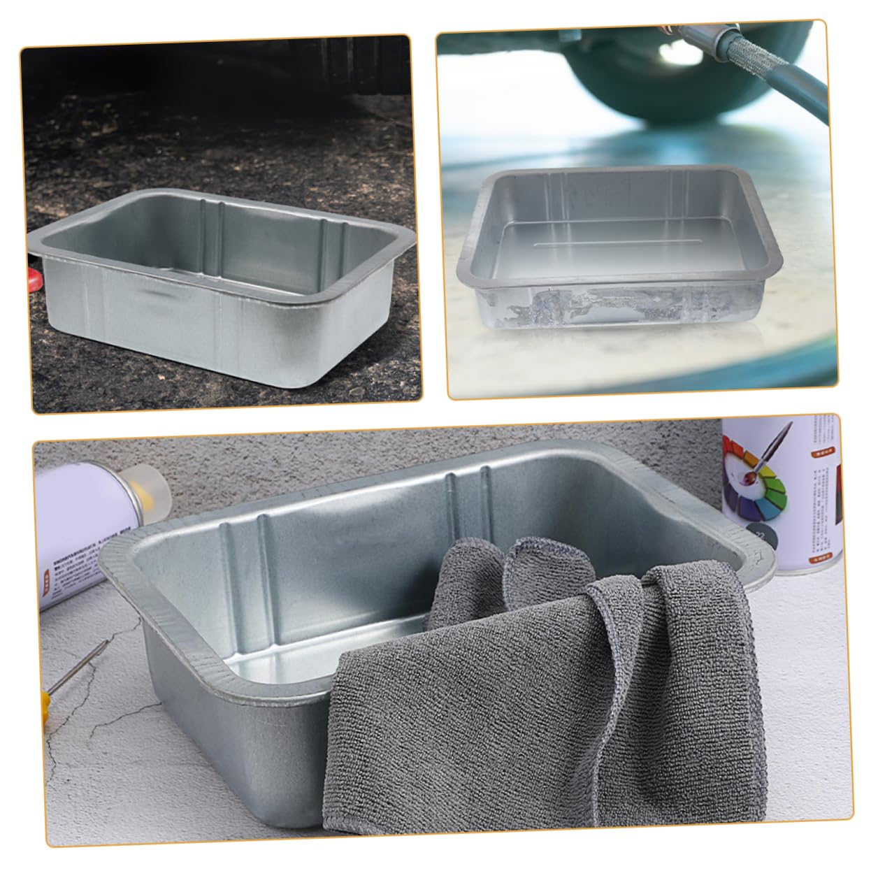Cabilock 2pièces Bac de Vidange Huile Moteur Métal Lot pour Voiture avec Grande Capacité Réservoir Huile pour Entretien Automobile