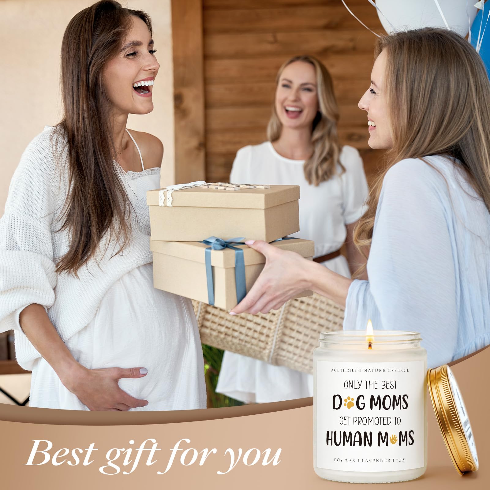 AceThrills New Mom to Be Gift, Pregnancy Gifts for Expecting Mom to Be Gift, Postpartum Gifts for Moms First Time - 7 Oz Lavender Scented Candle (Dog Moms)