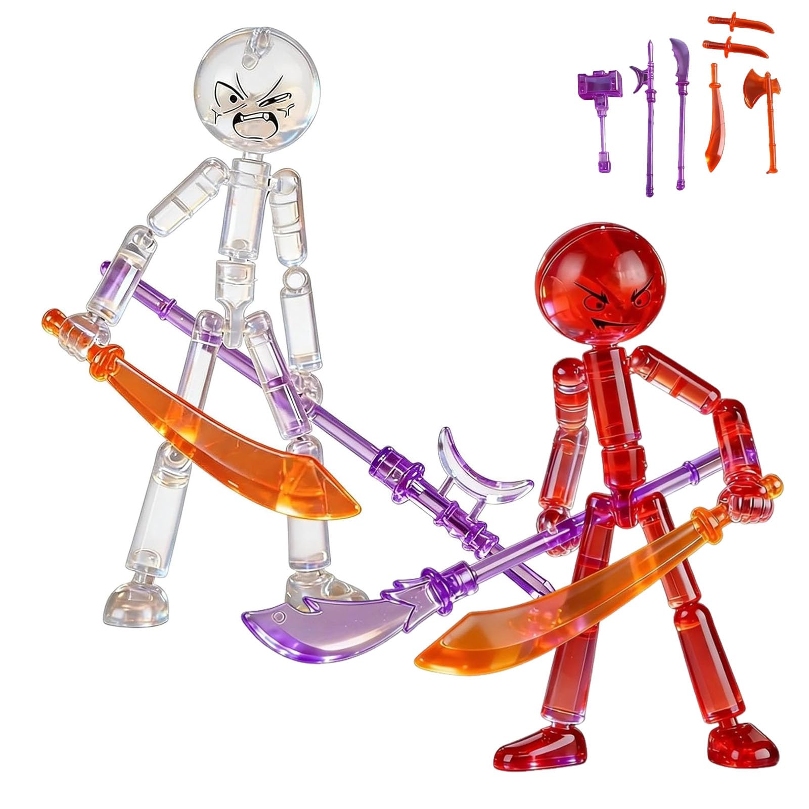 Movable Action Figures, 2026 New Collectable Action Figures Set, with Multi-Jointed Mobility, Full Body Mechanic Doll, Movable Stick Mans Figures Hand Puppets Detachable (2Pcs-d)