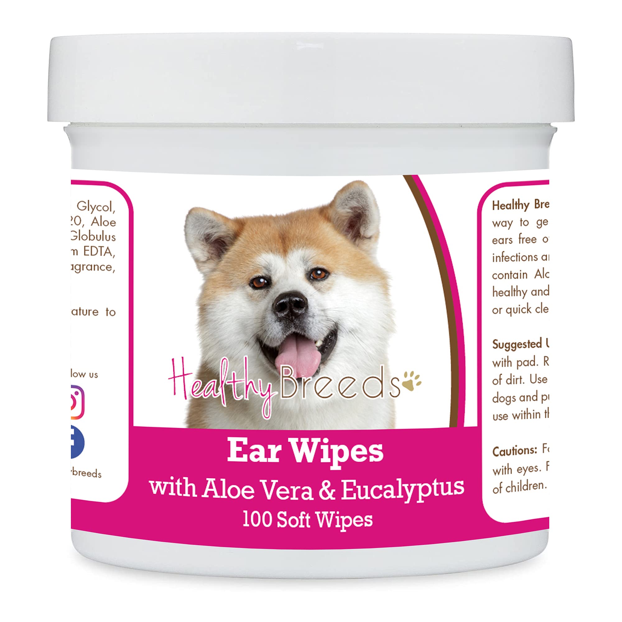 Healthy Breeds Akita Ear Cleaning Wipes with Aloe &amp; Eucalyptus for Dogs 100 Count