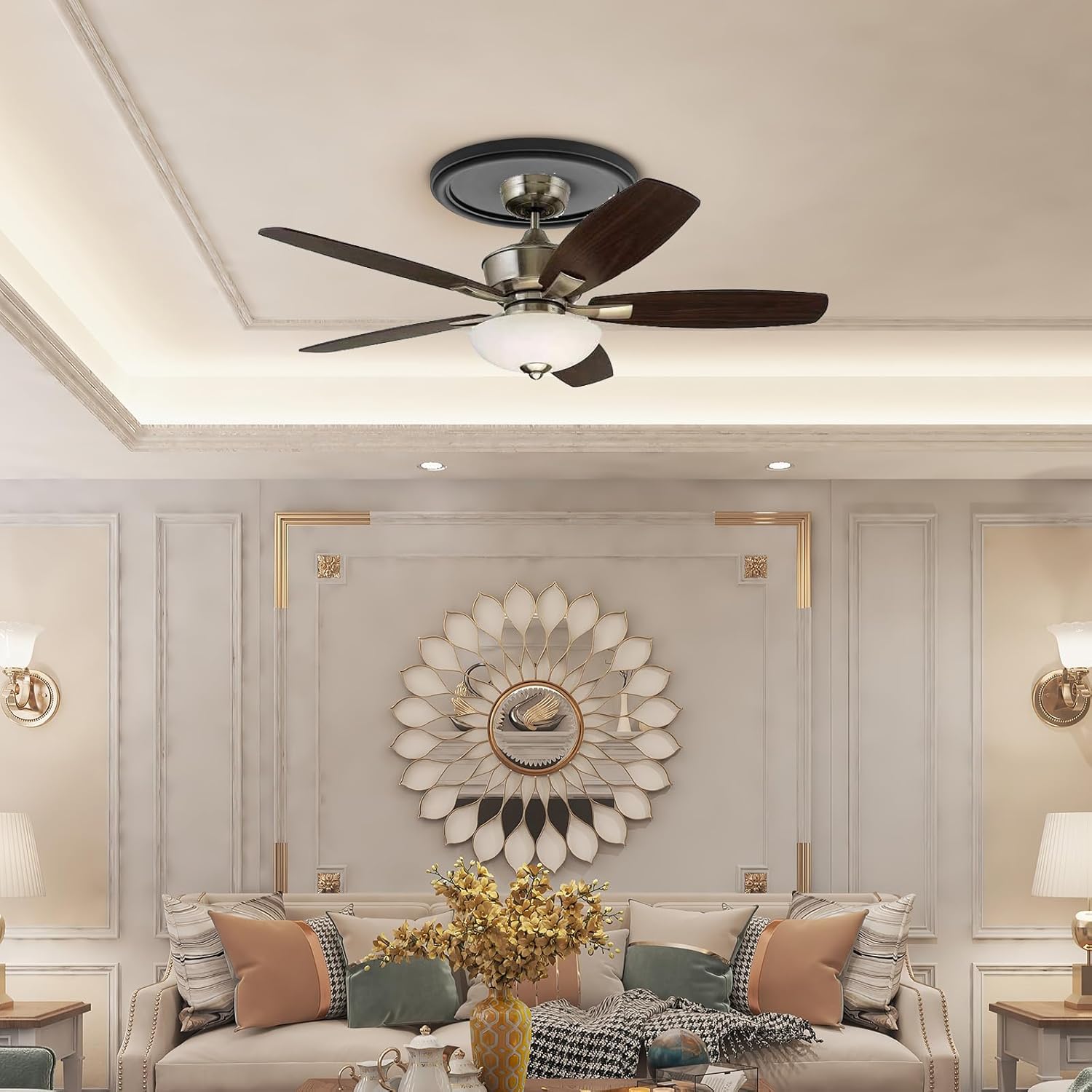 EIFHYT Molded PU Ceiling Medallion for Light Fixtures and Ceiling Fans, 13.1"OD x 4"ID x 1"P (Fits Canopies up to 10.25") Black