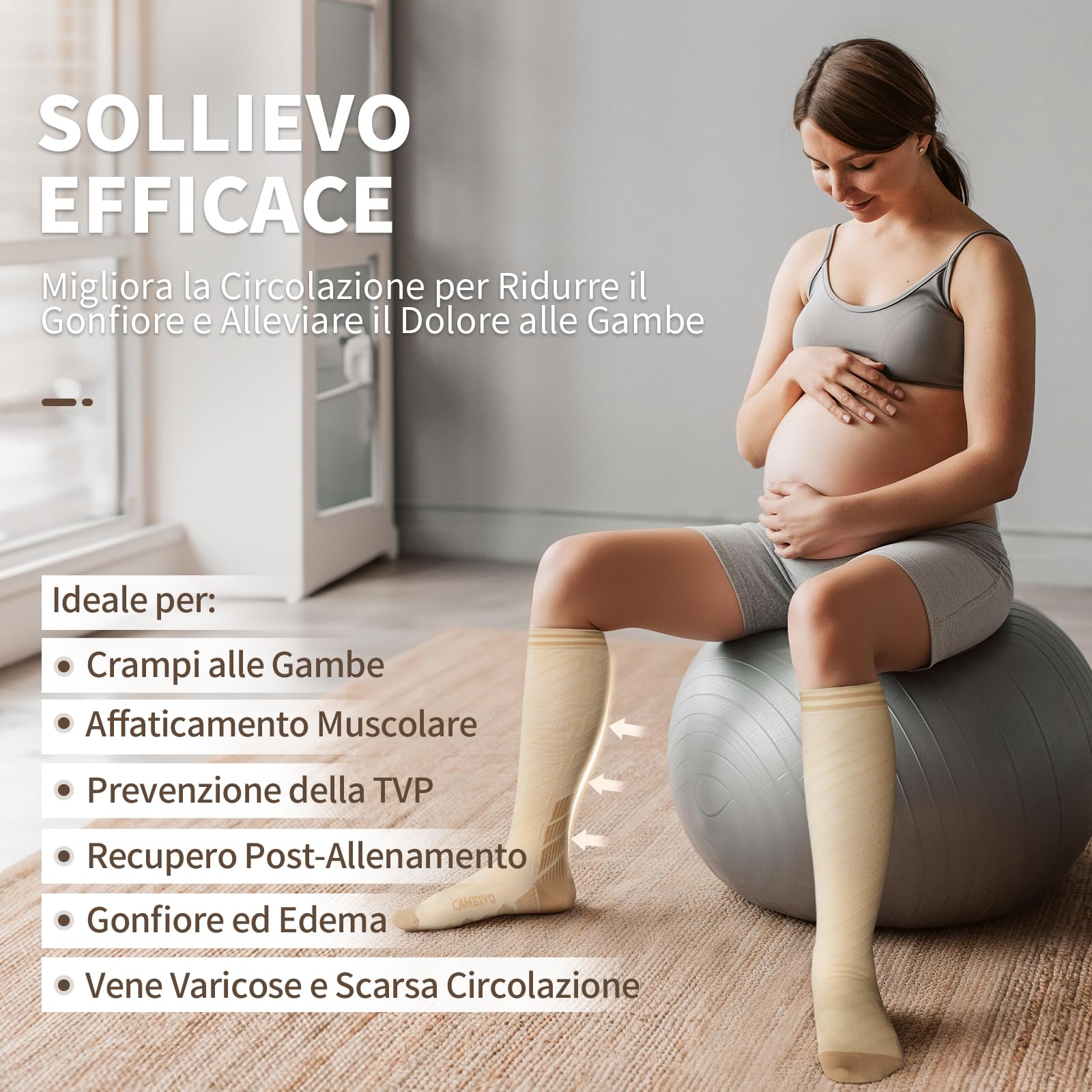 CAMBIVO Calze Compressione Graduata Donna Uomo 3 Paia, Calze a Compressione Graduata 20-30mmHg, Calze Antitrombo Elastiche a Compressione, Gambaletti Calzini per Sportive, Vene Varicose, Aereo, Corsa
