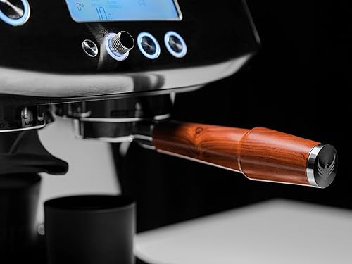 Miniatura 5 de KNODOS Portafiltro sin fondo de 54 mm compatible con Breville, mango de madera de palo rosa y cesta de filtro desnuda de 18-21 gramos incluida.