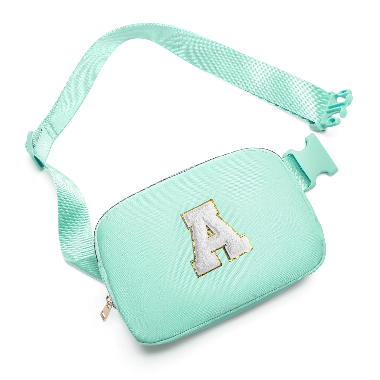 Gitus Birthday Gifts for 8 9 10 11 12 13 Year Old Girls Personalized Fanny Pack Crossbody Bags with Initial Letter Patch Belt Bag for Teen Girls Cute Trendy Stuff Travel Essentials (Mint Green-A)