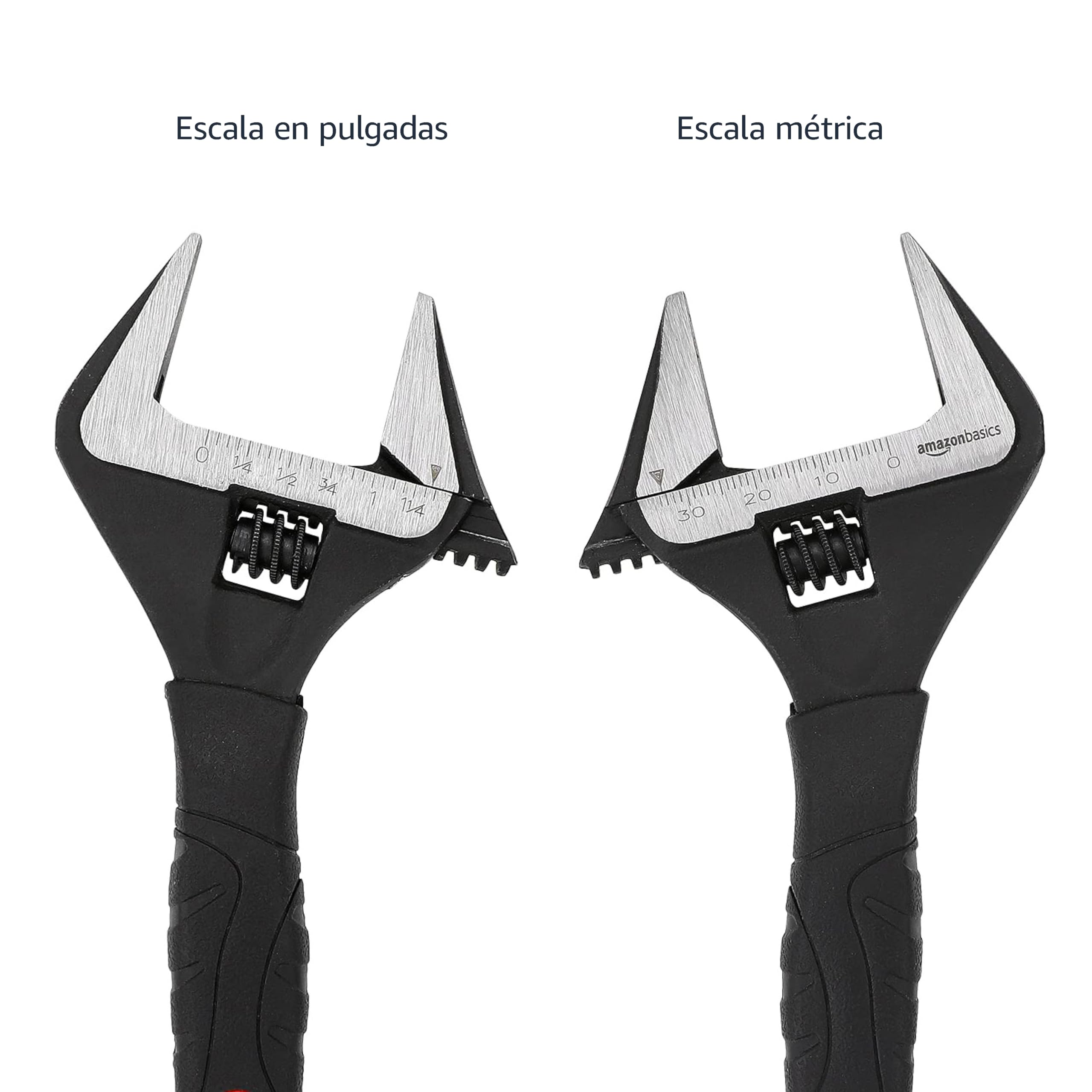 Amazon Basics Llave de boca ancha ajustable para fontanería con agarre suave, 16.1 x 7.2 x 1.5 cm